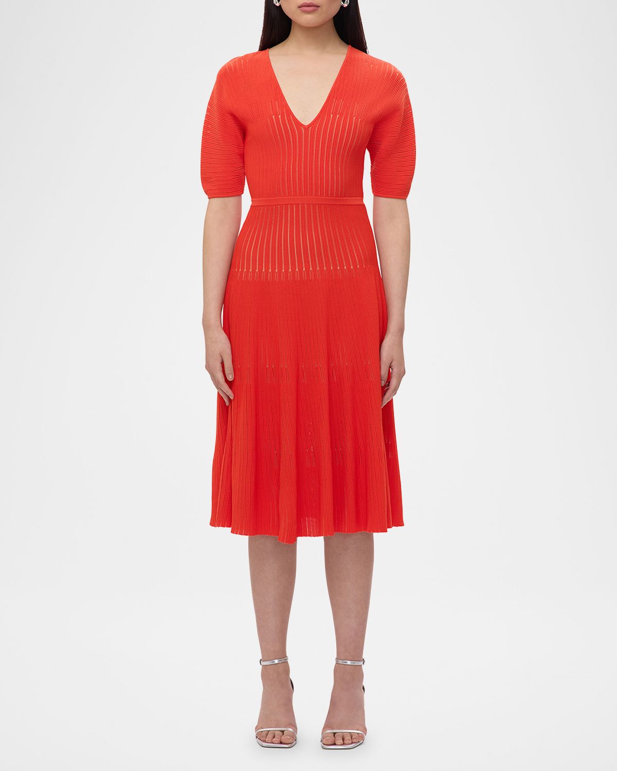 Herve Leger Lyla Dolman-Sleeve Rib Midi Dress