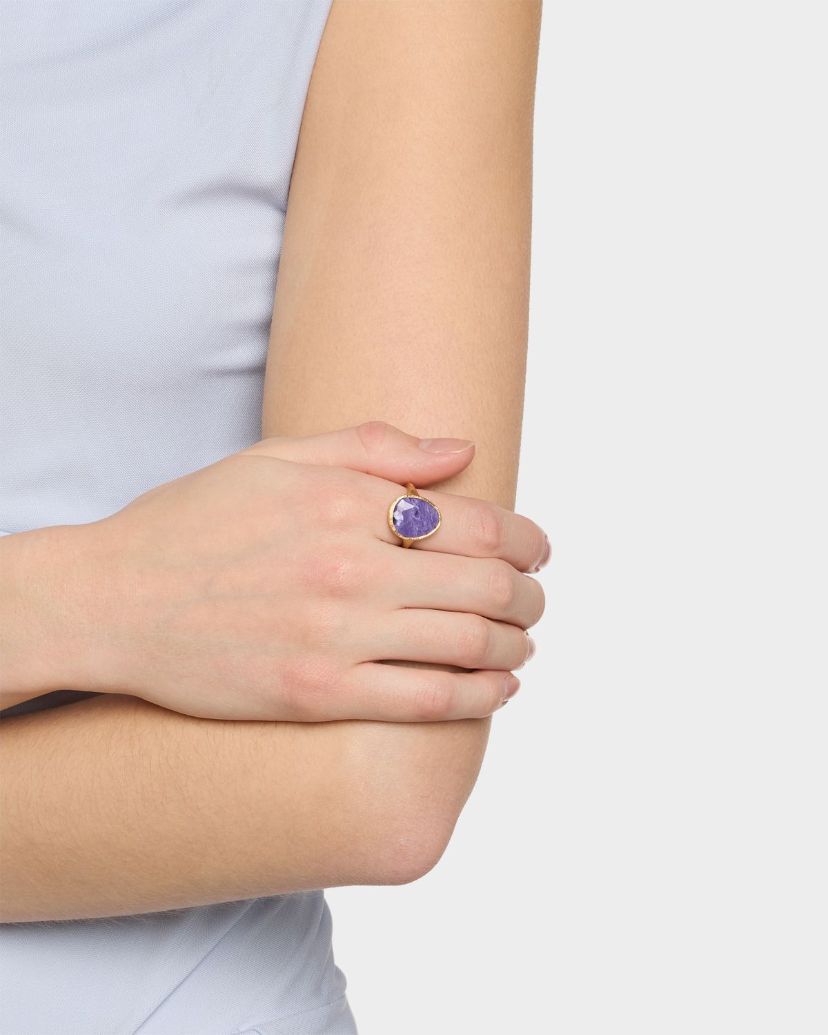 Marco Bicego 18K Lunaria Ring with Charoite, Size 7