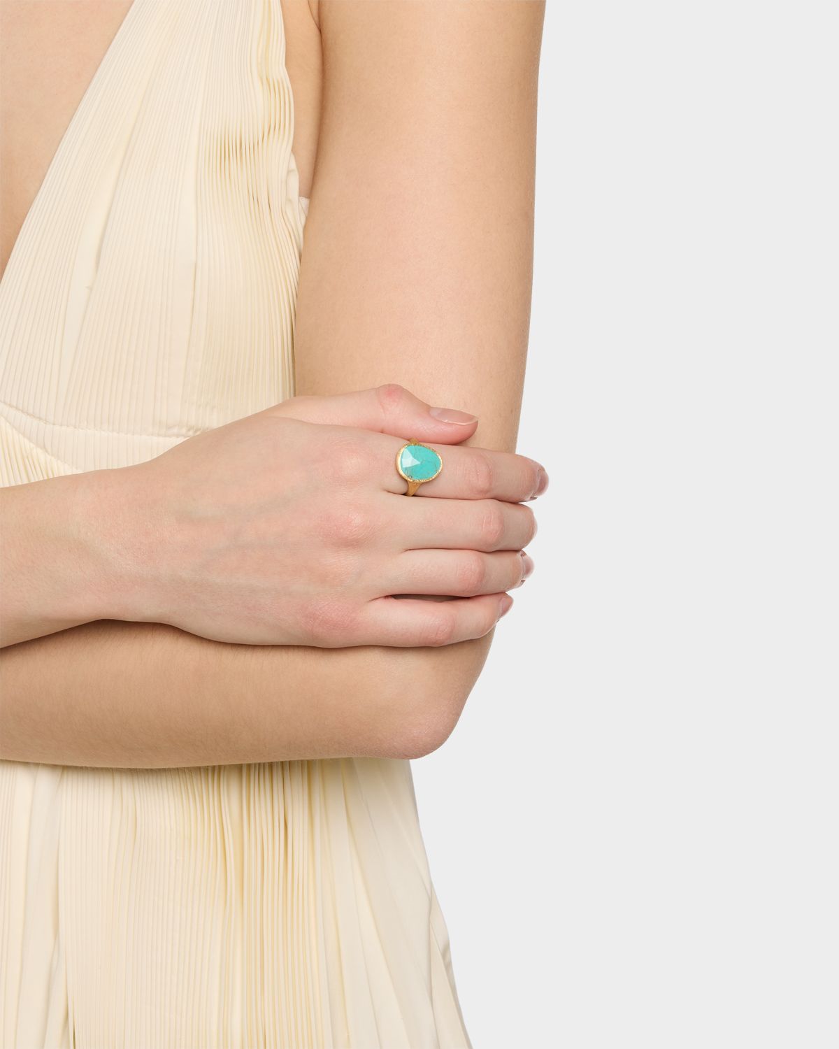 Marco Bicego 18K Lunaria Ring with Turquoise, Size 7