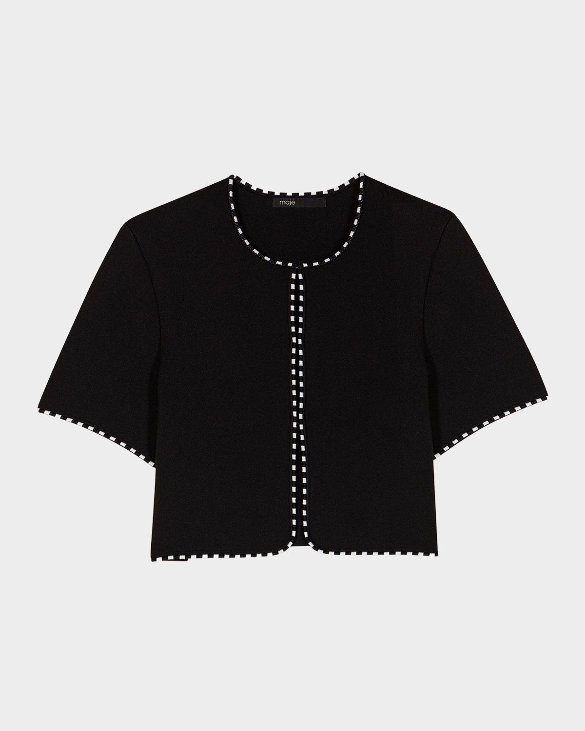 Maje Musselier Stretch Knit Cropped Cardigan