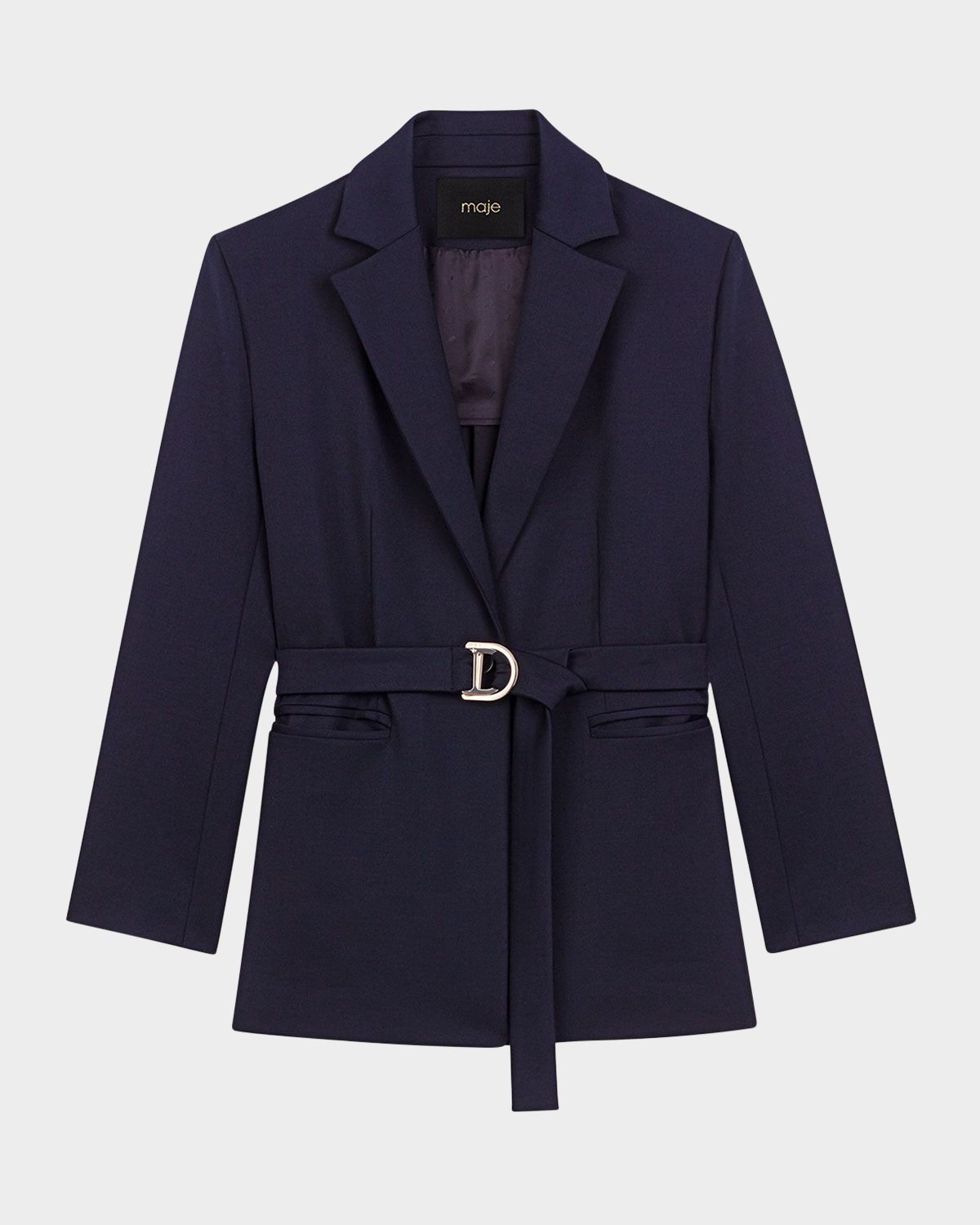 Maje Villeplisse Belted Pleated Blazer