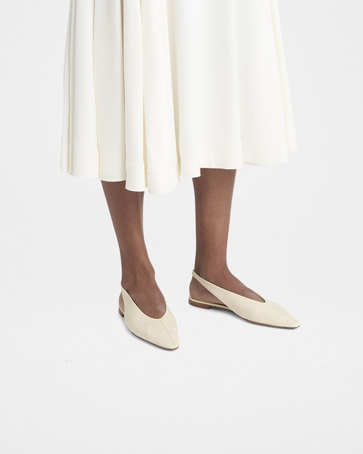 Bottega Veneta Slingback Pointed Leather Ballet Flats