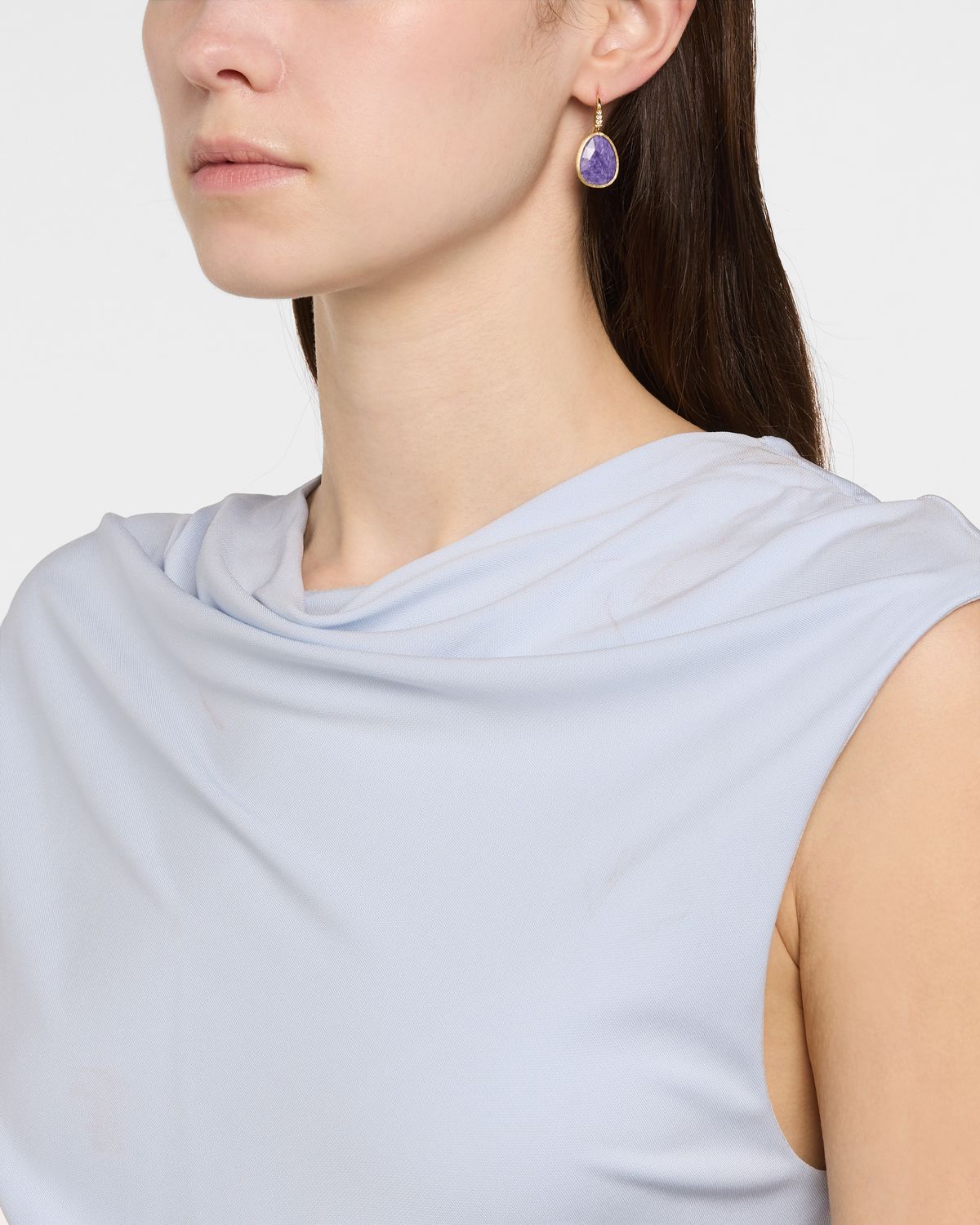 Marco Bicego Lunaria 18K Yellow Gold Charoite Earrings with Diamonds