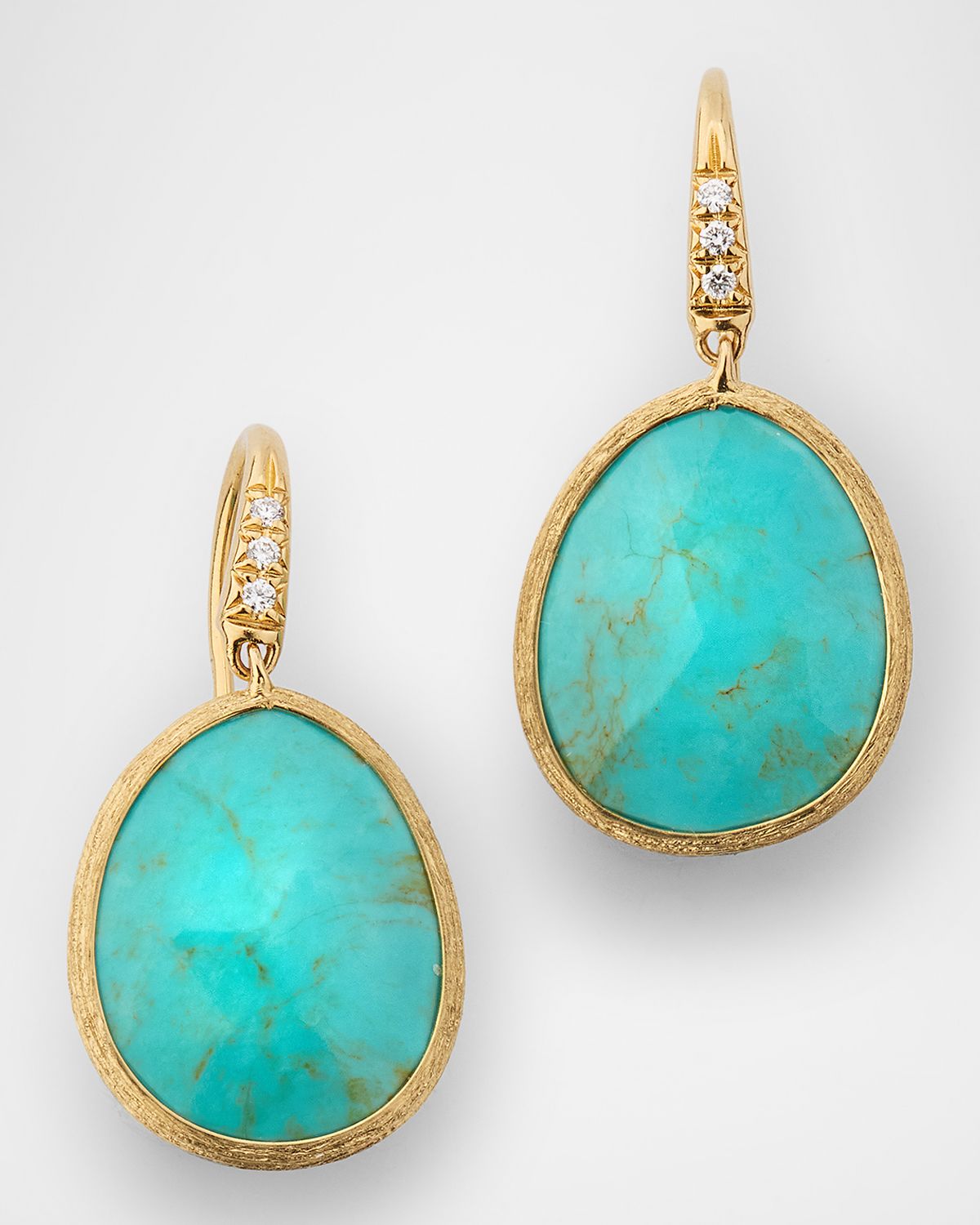 Marco Bicego Lunaria 18K Yellow Gold Earrings with Diamonds and Turquoise