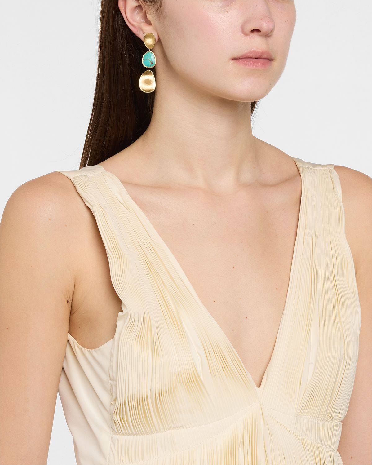 Marco Bicego Lunaria 18K Yellow Gold Drop Earrings with Turquoise