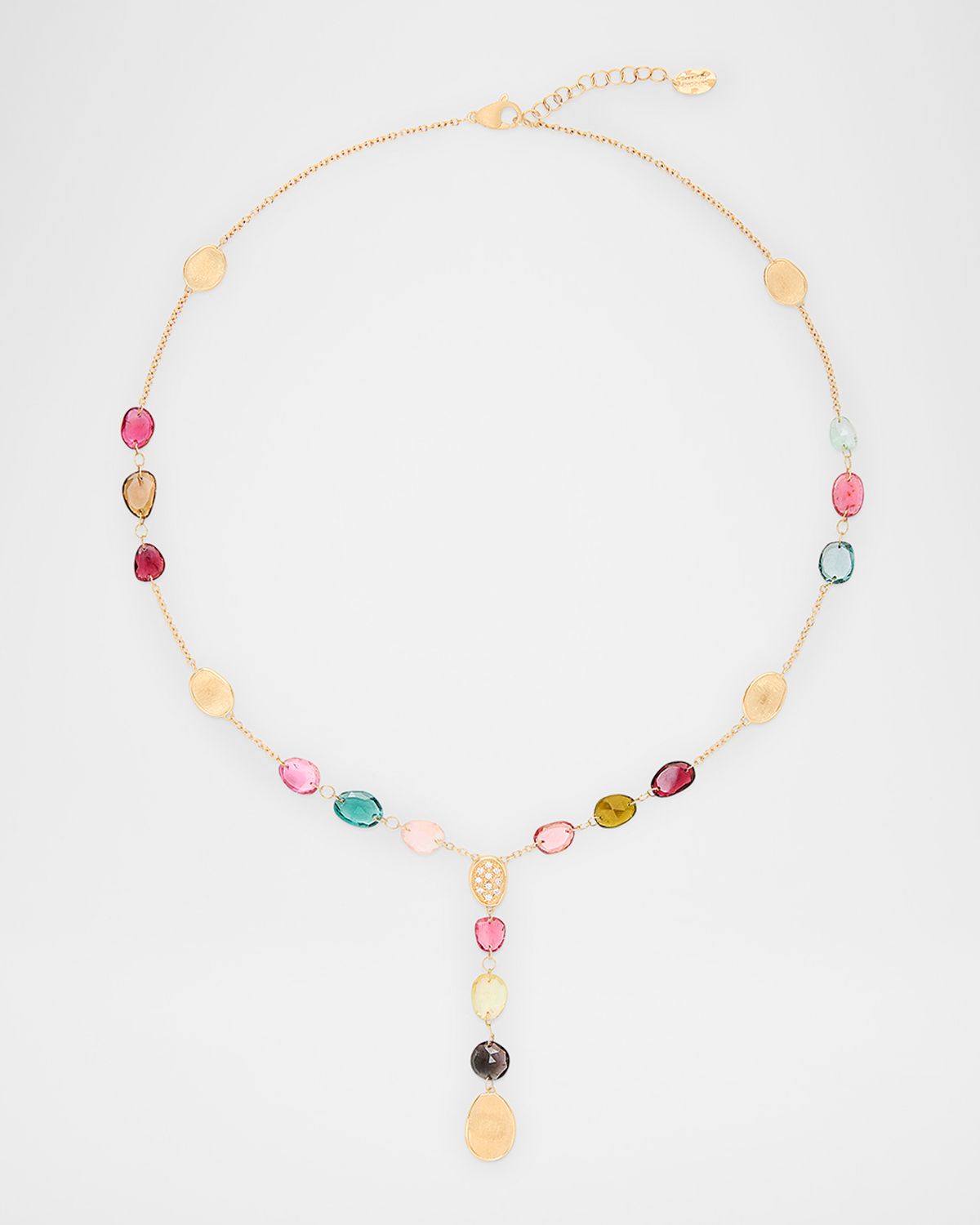 Marco Bicego 18K Lunaria Tourmaline Lariat Necklace with Mixed Tourmalines