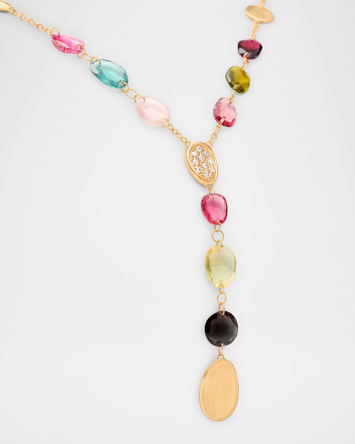 Marco Bicego 18K Lunaria Tourmaline Lariat Necklace with Mixed Tourmalines