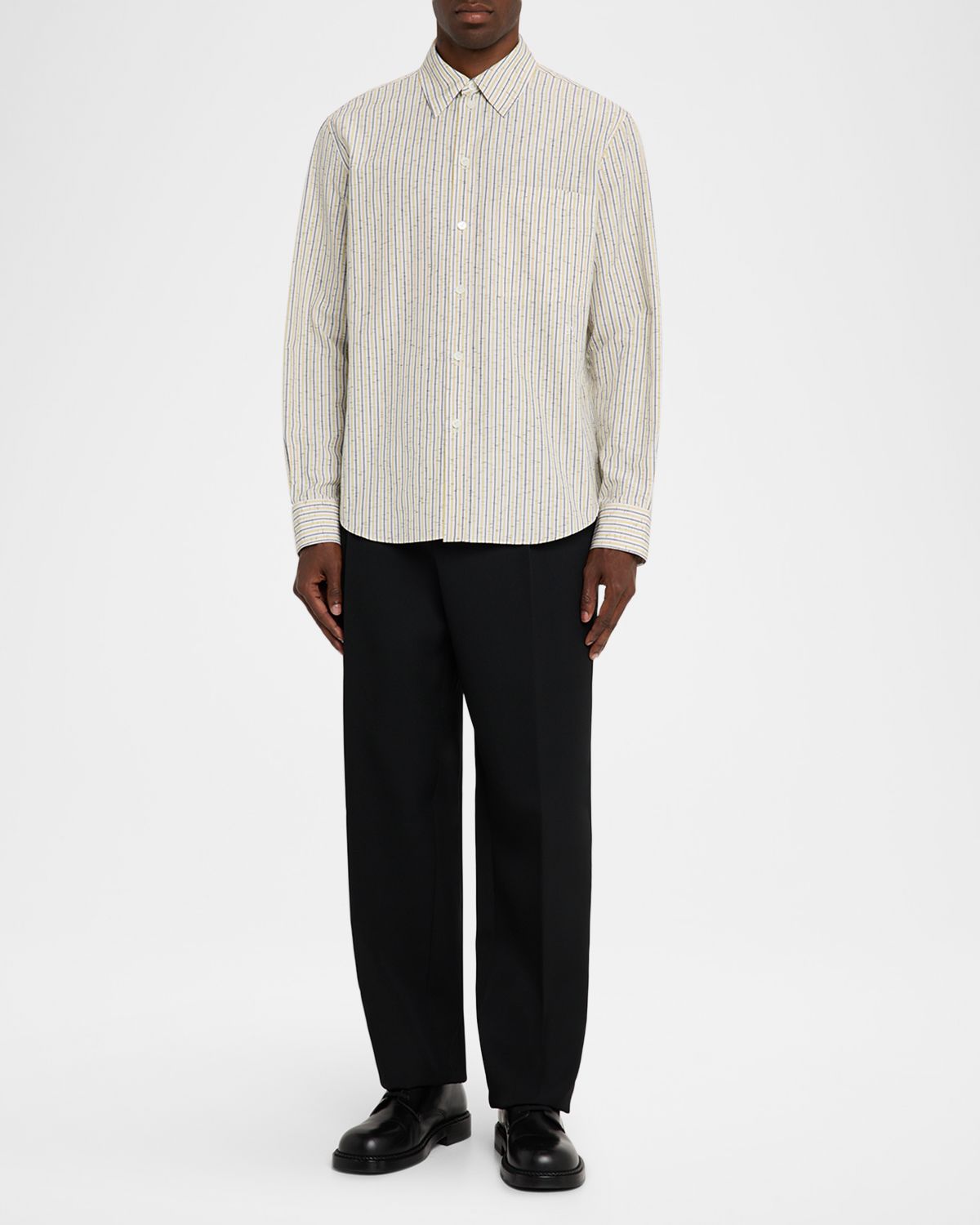 Bottega Veneta Men 's Stripe Pocket Sport Shirt