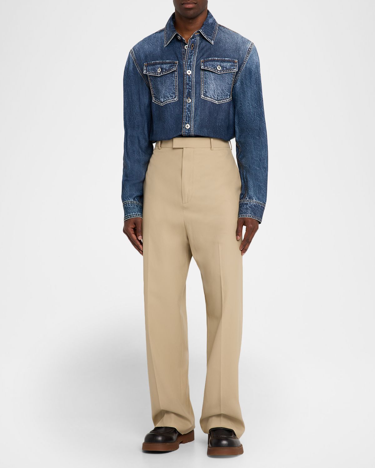 Bottega Veneta Men 's Cotton Twill Straight-Leg Trousers