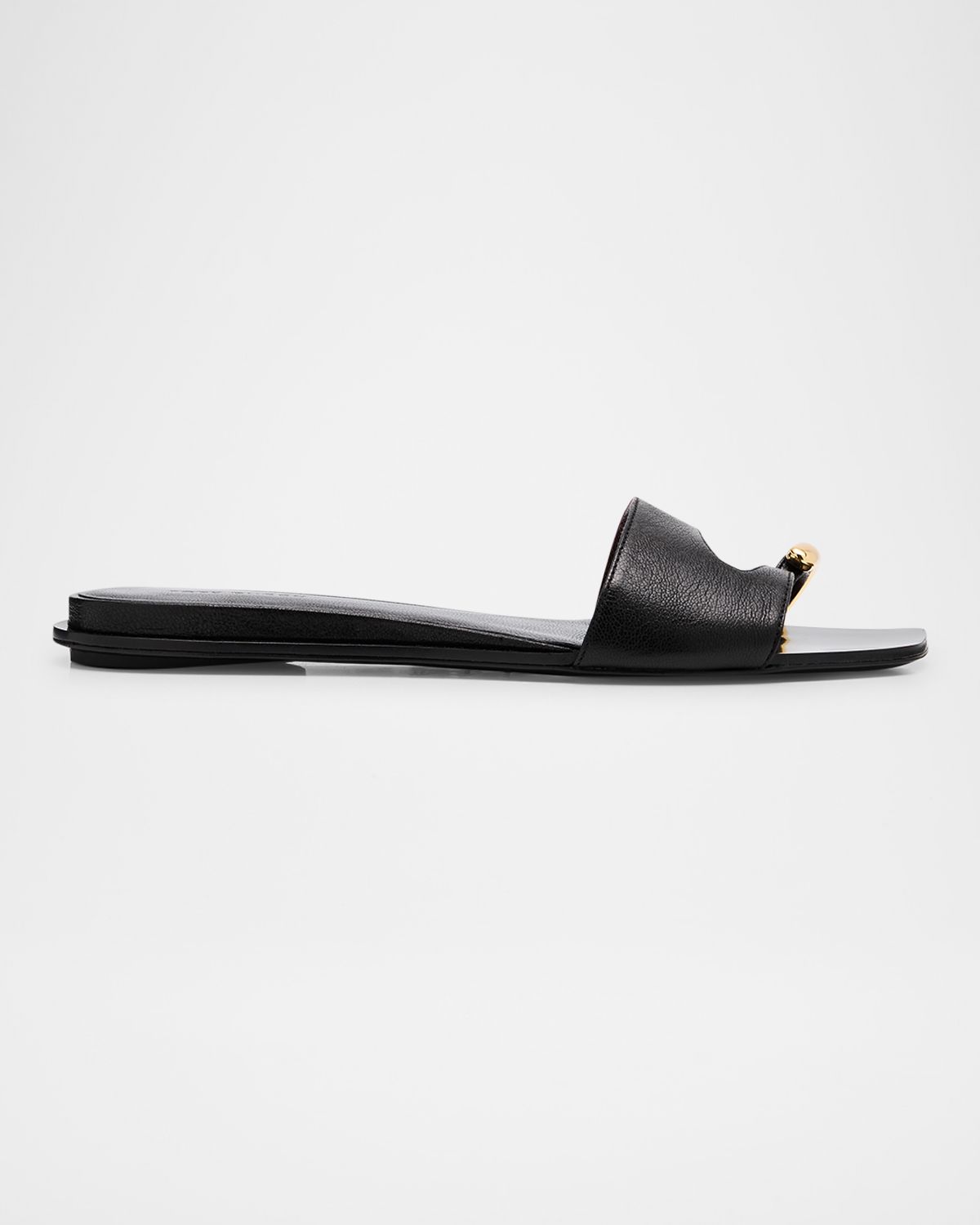 Tory Burch Pierced Leather Toe Ring Flat Sandals