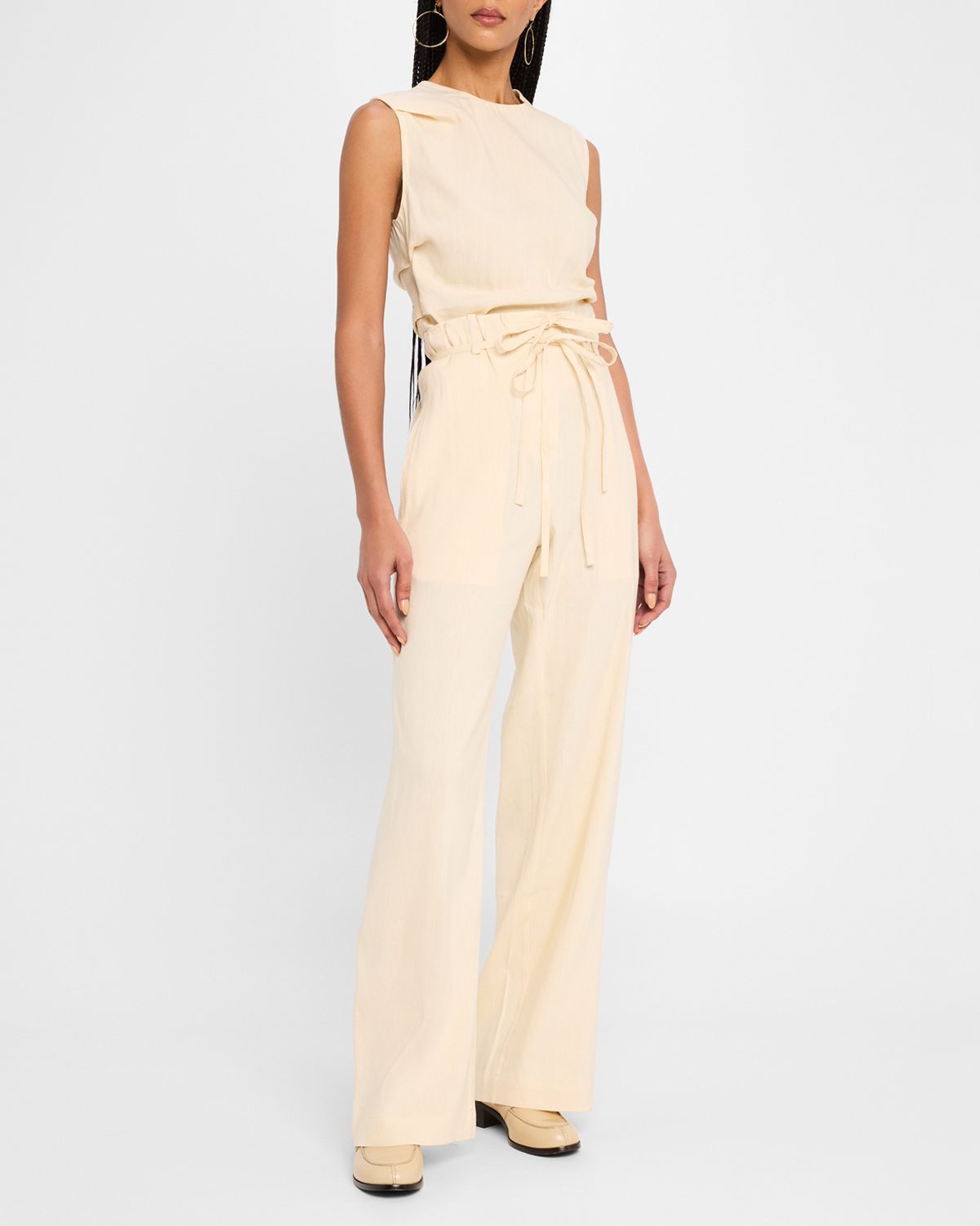 Proenza Schouler White Label Anoushka Sleeveless Linen Slub Top