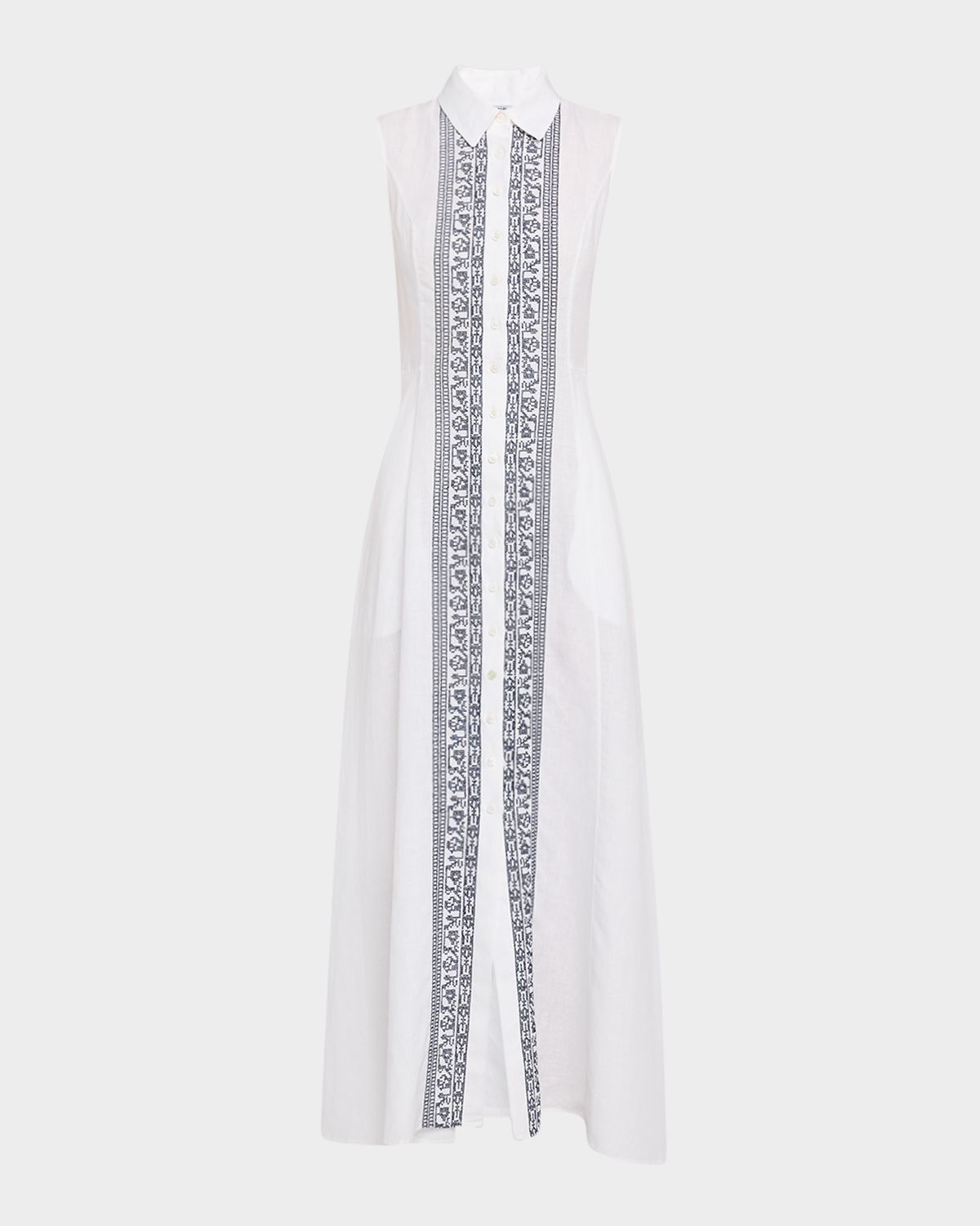 Evi Grintela Carine Sleeveless Embroidered Maxi Shirtdress