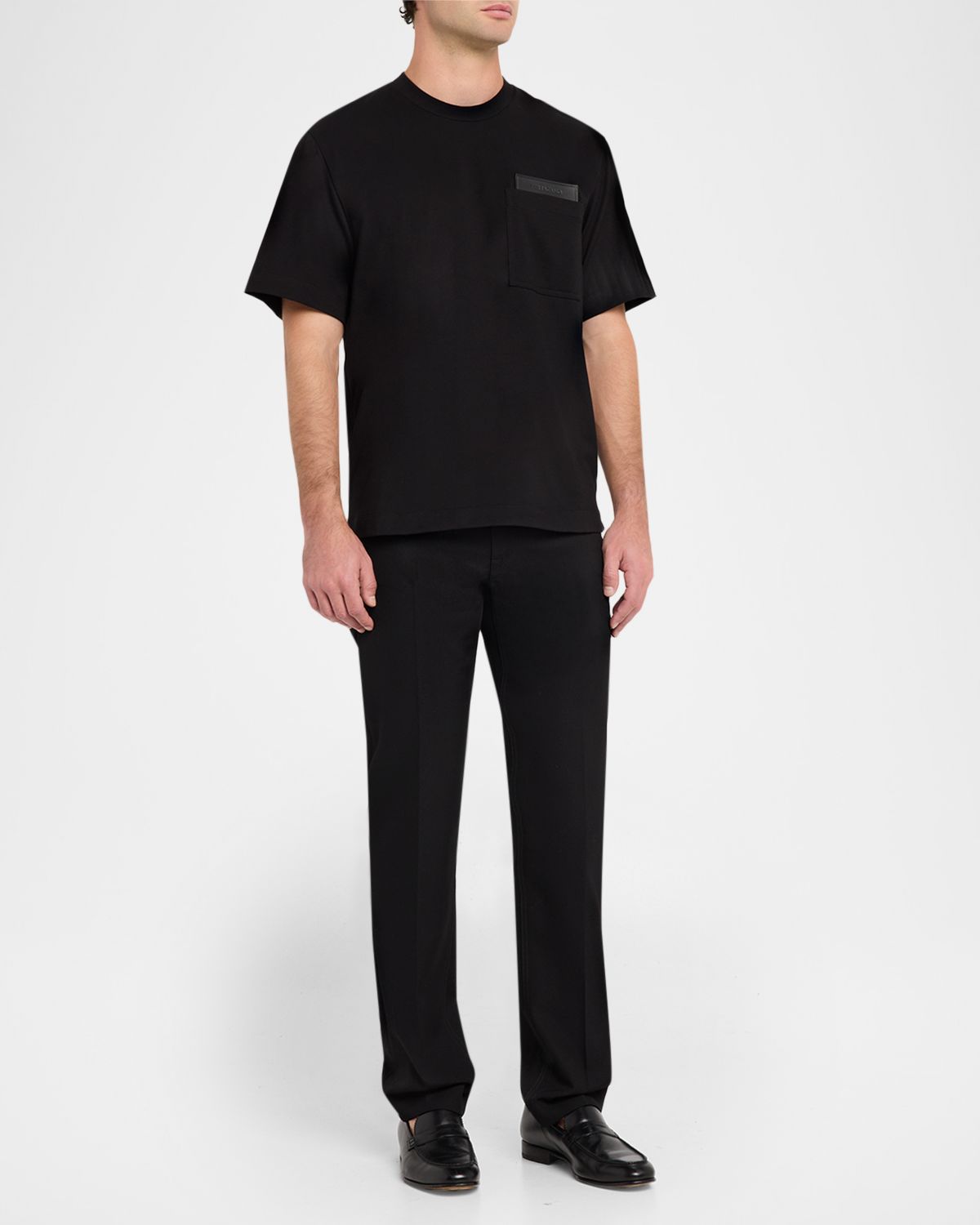 Ferragamo Men 's Leather-Patch Pocket T-Shirt