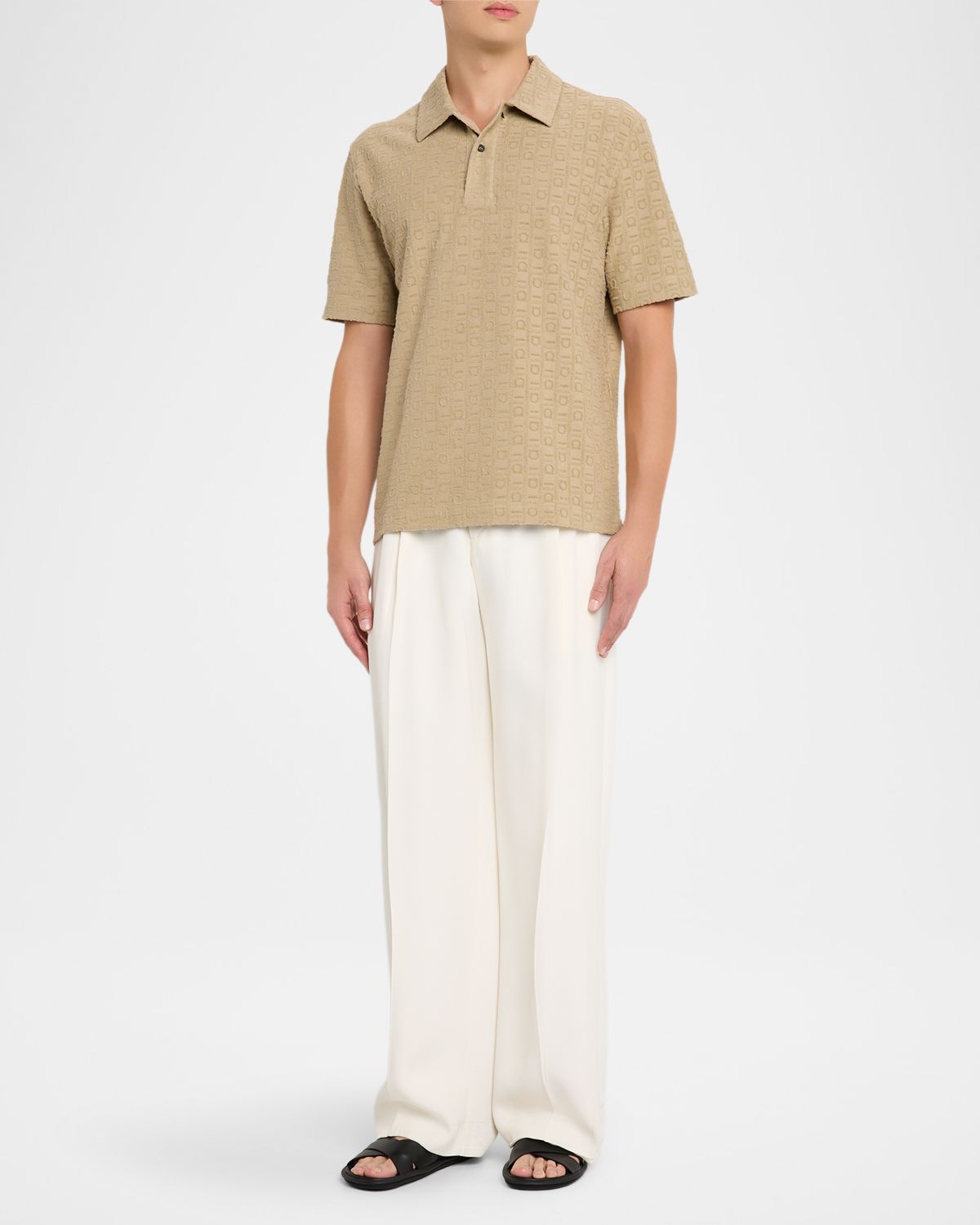 Ferragamo Men 's Cotton Jacquard Gancini Monogram Polo Shirt