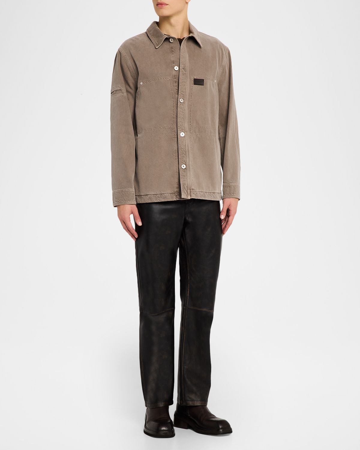 Ferragamo Men 's Cotton Drill Four-Pocket Button-Down Shirt