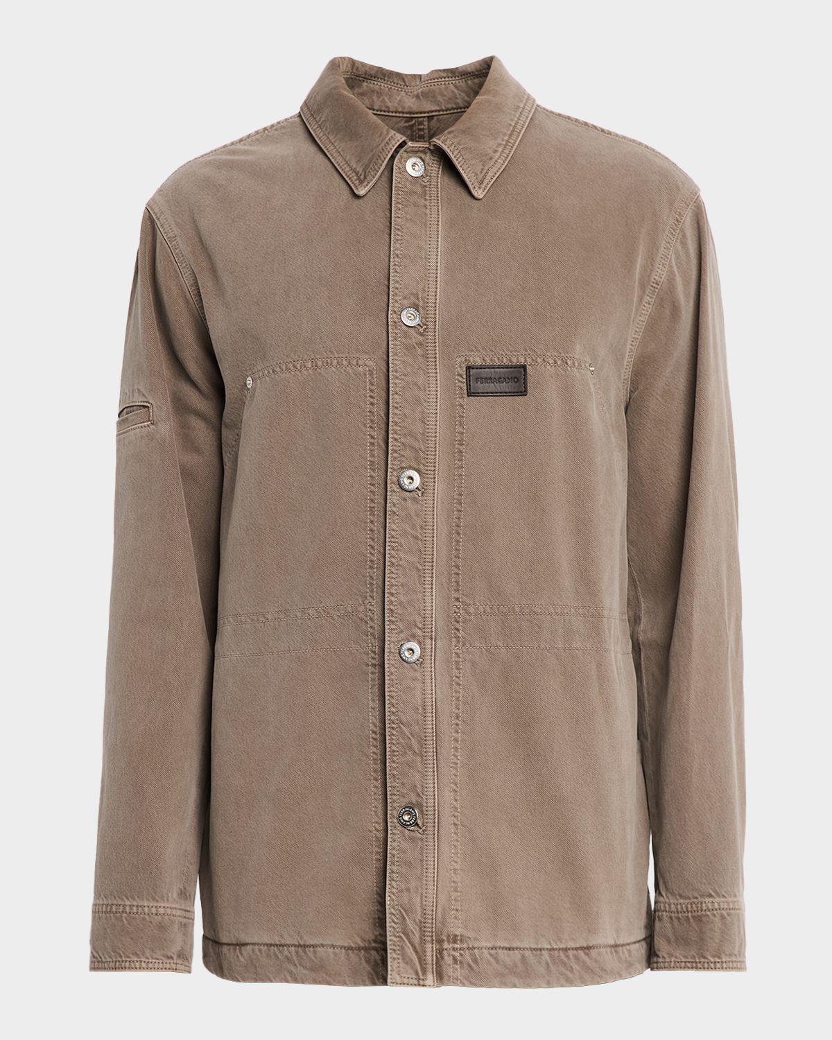 Ferragamo Men 's Cotton Drill Four-Pocket Button-Down Shirt