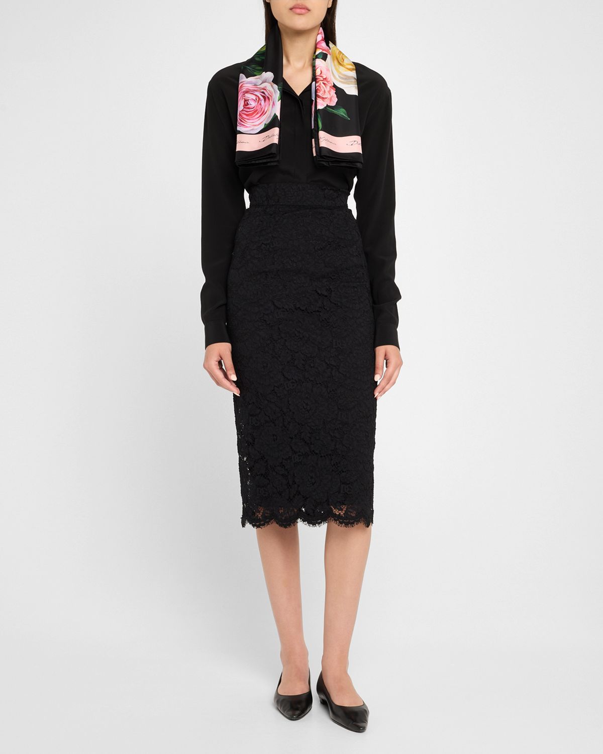 Dolce & Gabbana Floral Silk Twill Foulard Scarf