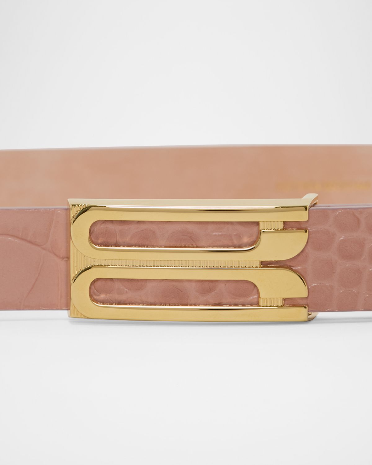 Victoria Beckham Gold-Plated B-Logo Leather Belt