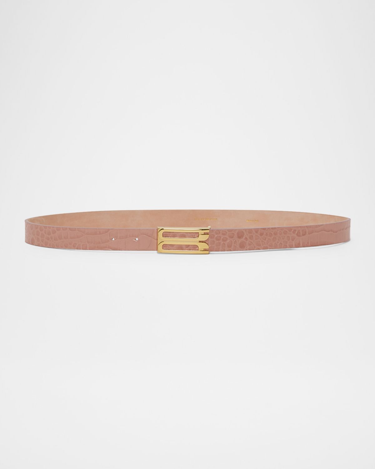 Victoria Beckham Gold-Plated B-Logo Leather Belt