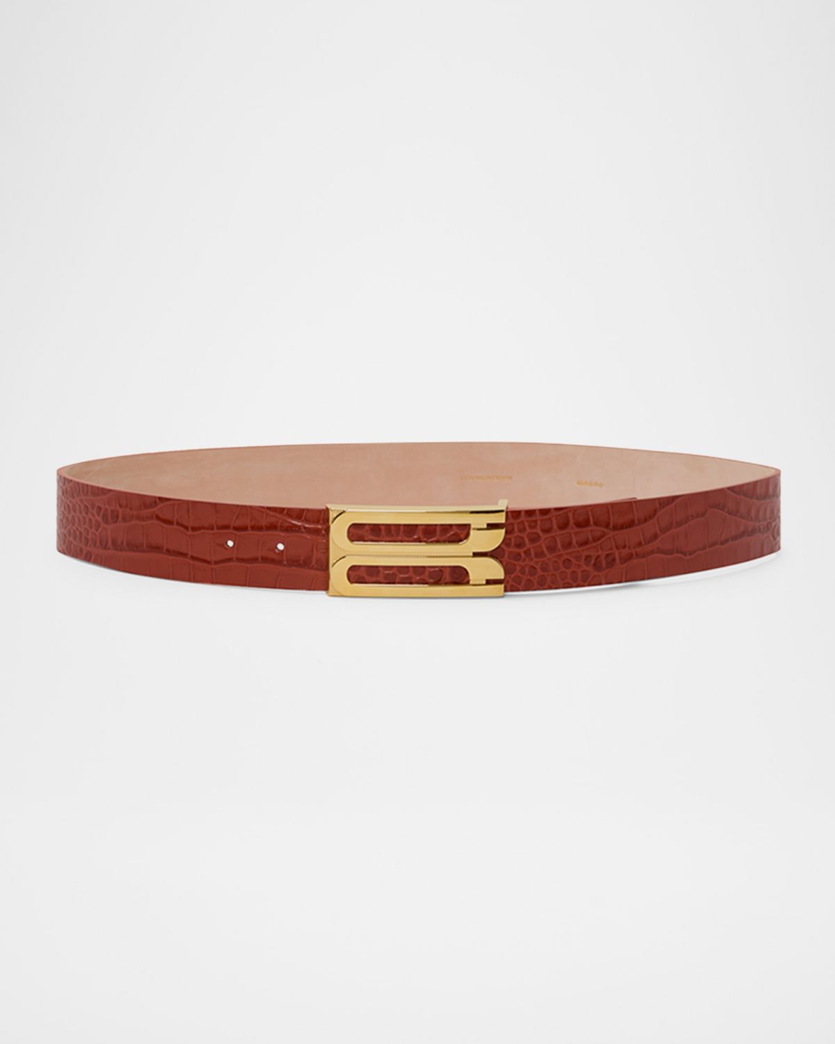 Victoria Beckham Jumbo Gold-Plated B-Logo Leather Belt