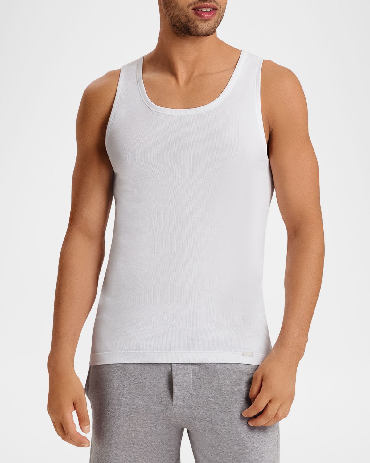 Hanro Men 's Cotton Essentials 2.2 Ribbed Tank Top
