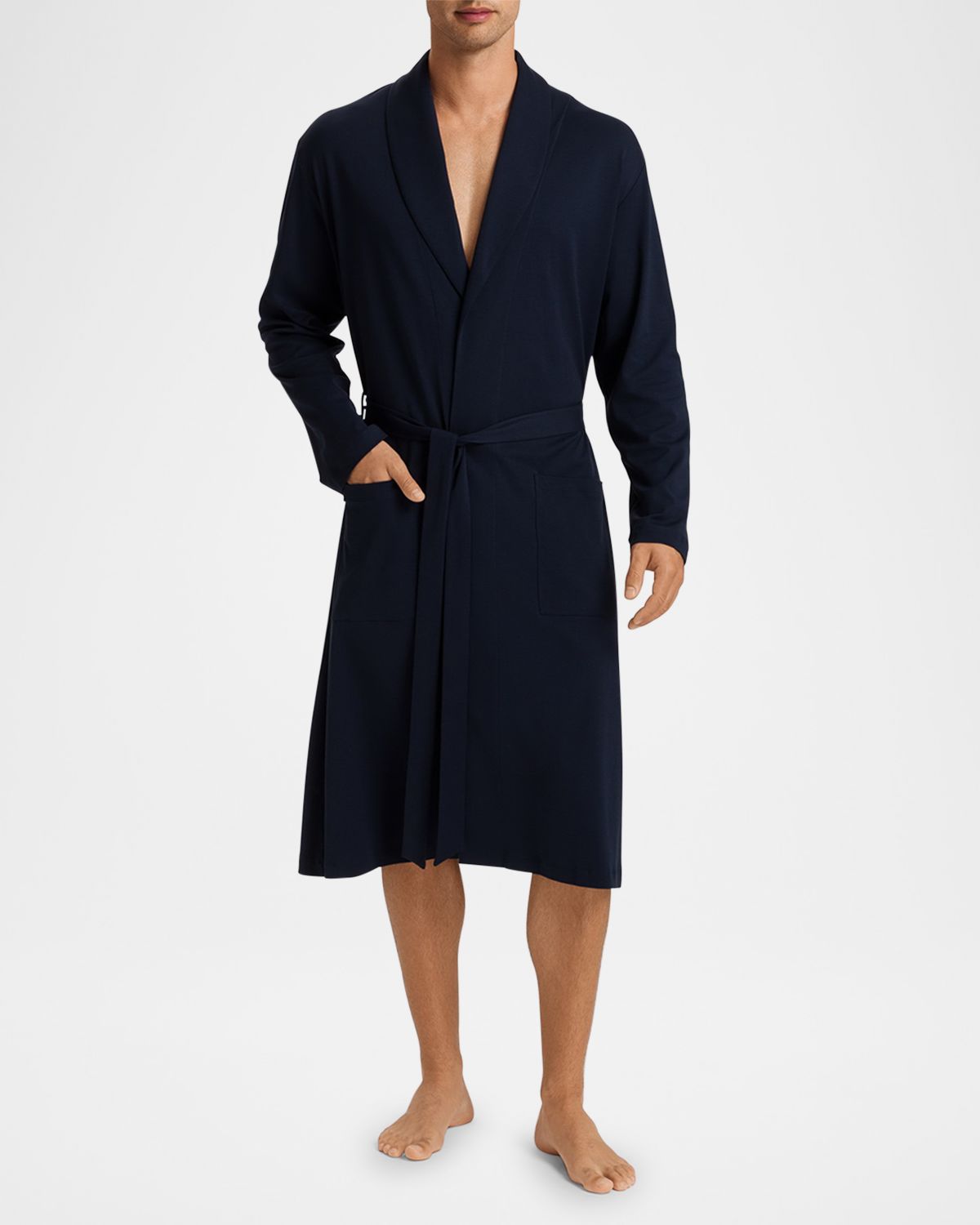 Hanro Men 's Night Day Interlock Cotton Robe