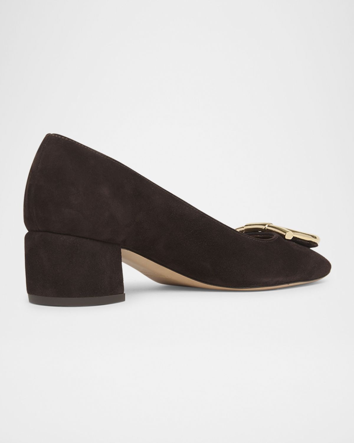 Ferragamo Mara Suede Gancini Block-Heel Pumps