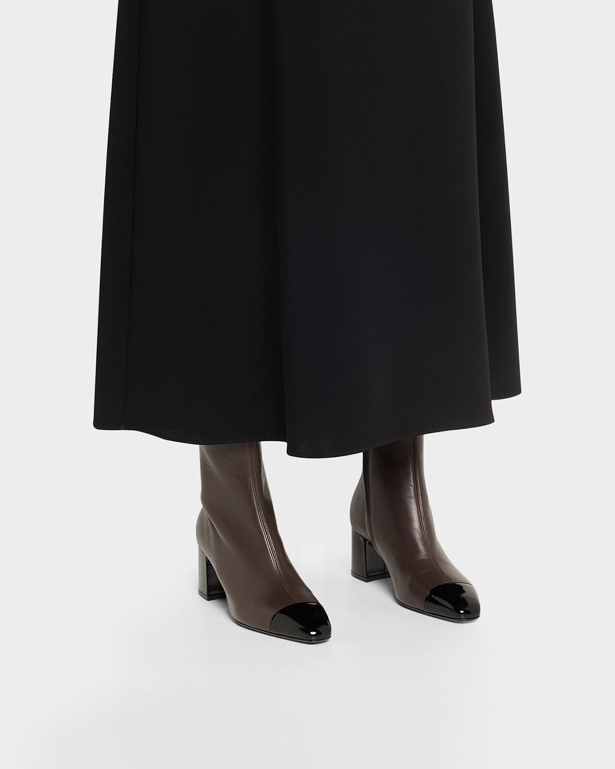 Ferragamo Sambi Cap-Toe Leather Ankle Boots