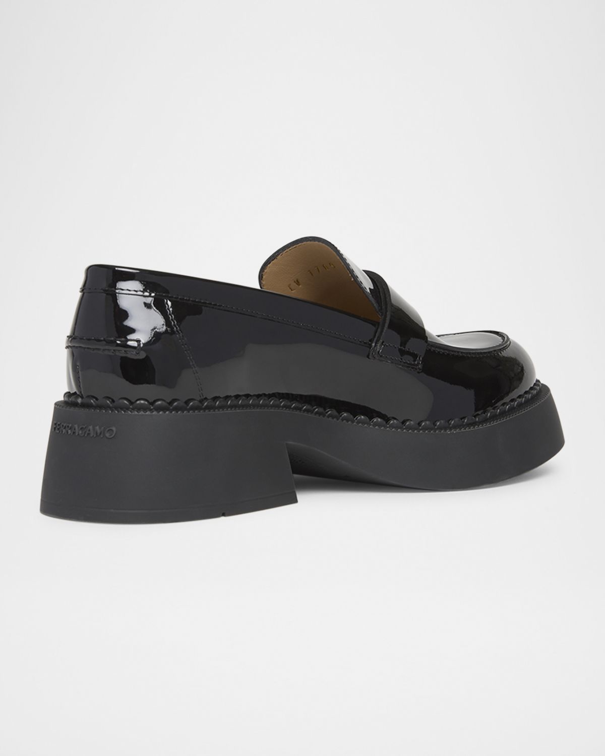 Ferragamo Caminia Patent Gancini Chunky Loafers