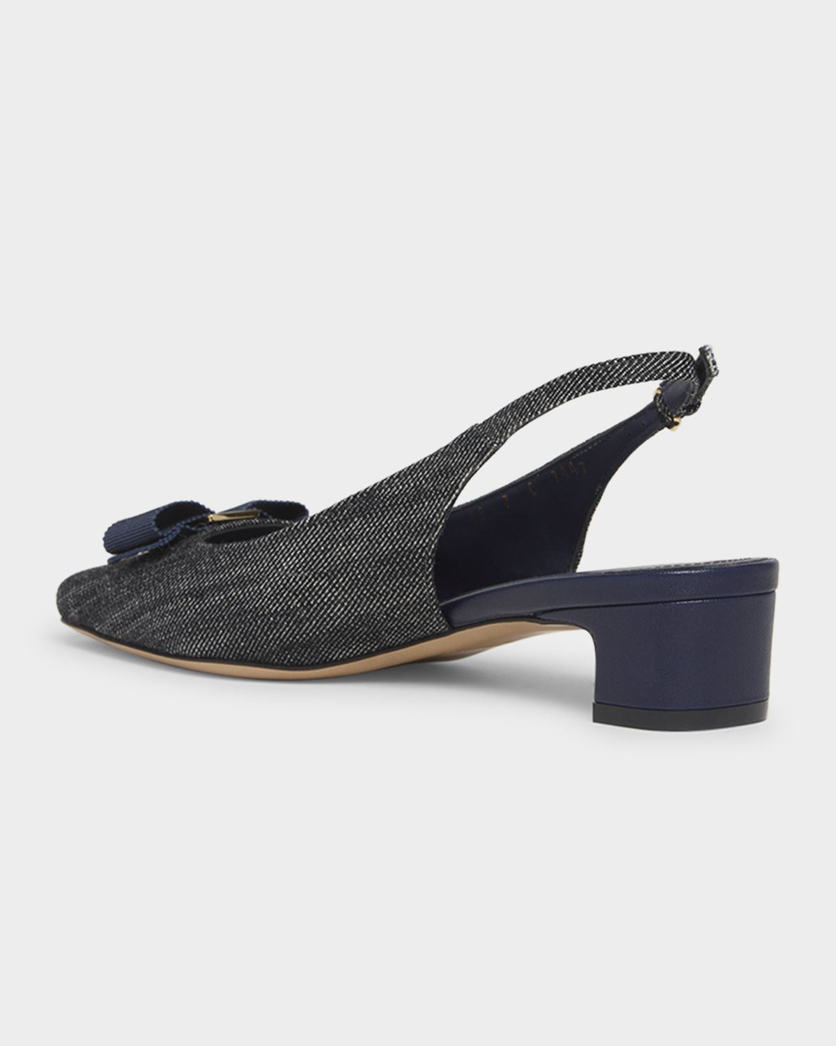 Ferragamo Rivada Denim Bow Slingback Pumps