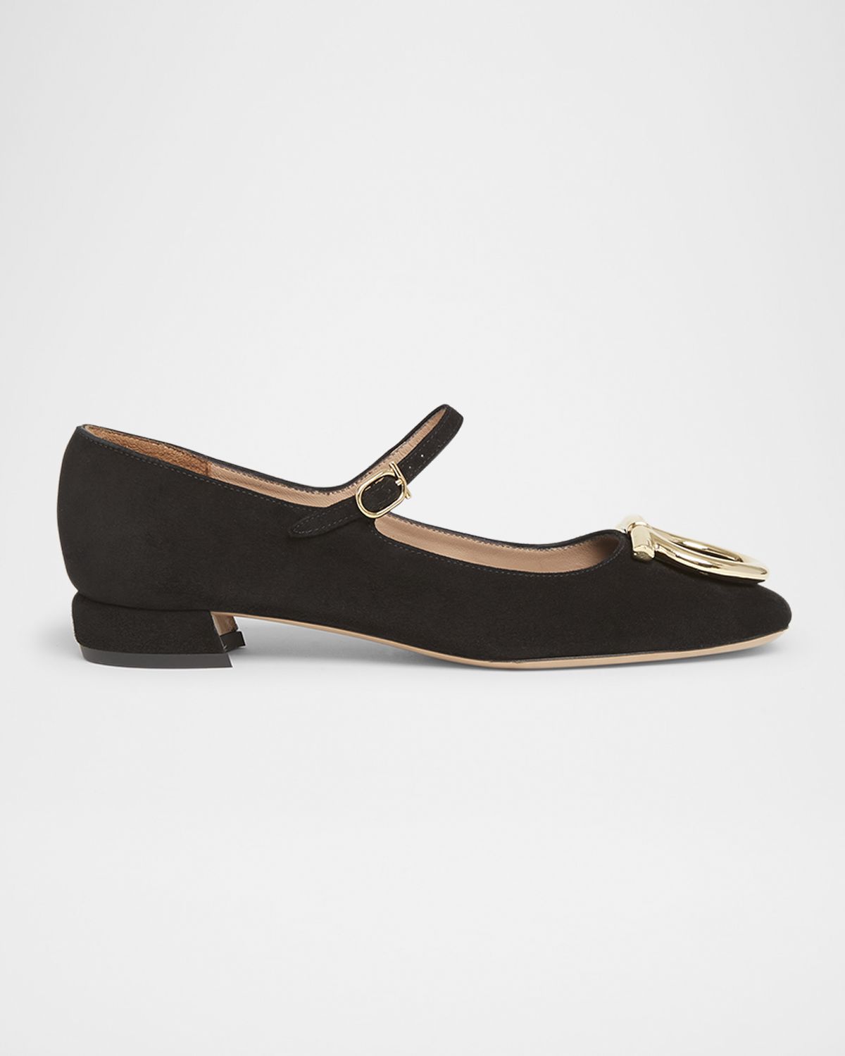 Ferragamo Marry Suede Gancini Ballerina Flats