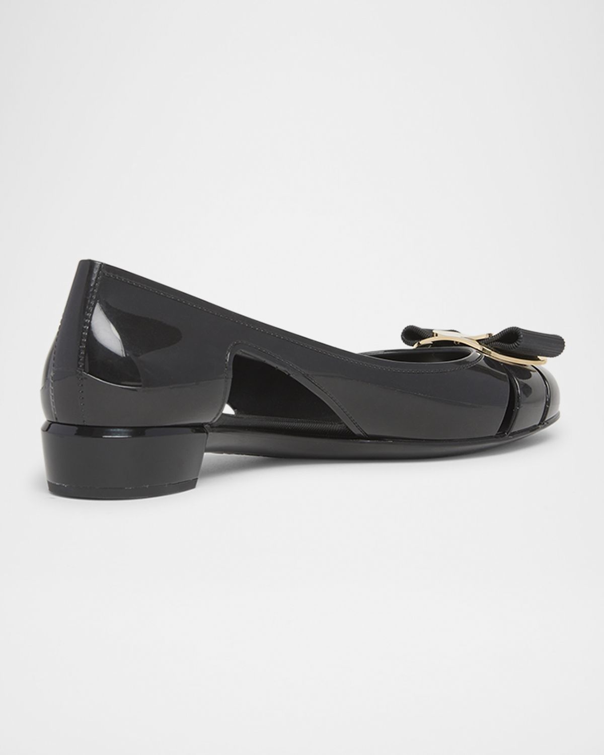 Ferragamo Nara Jelly Cutout Bow Ballerina Flats