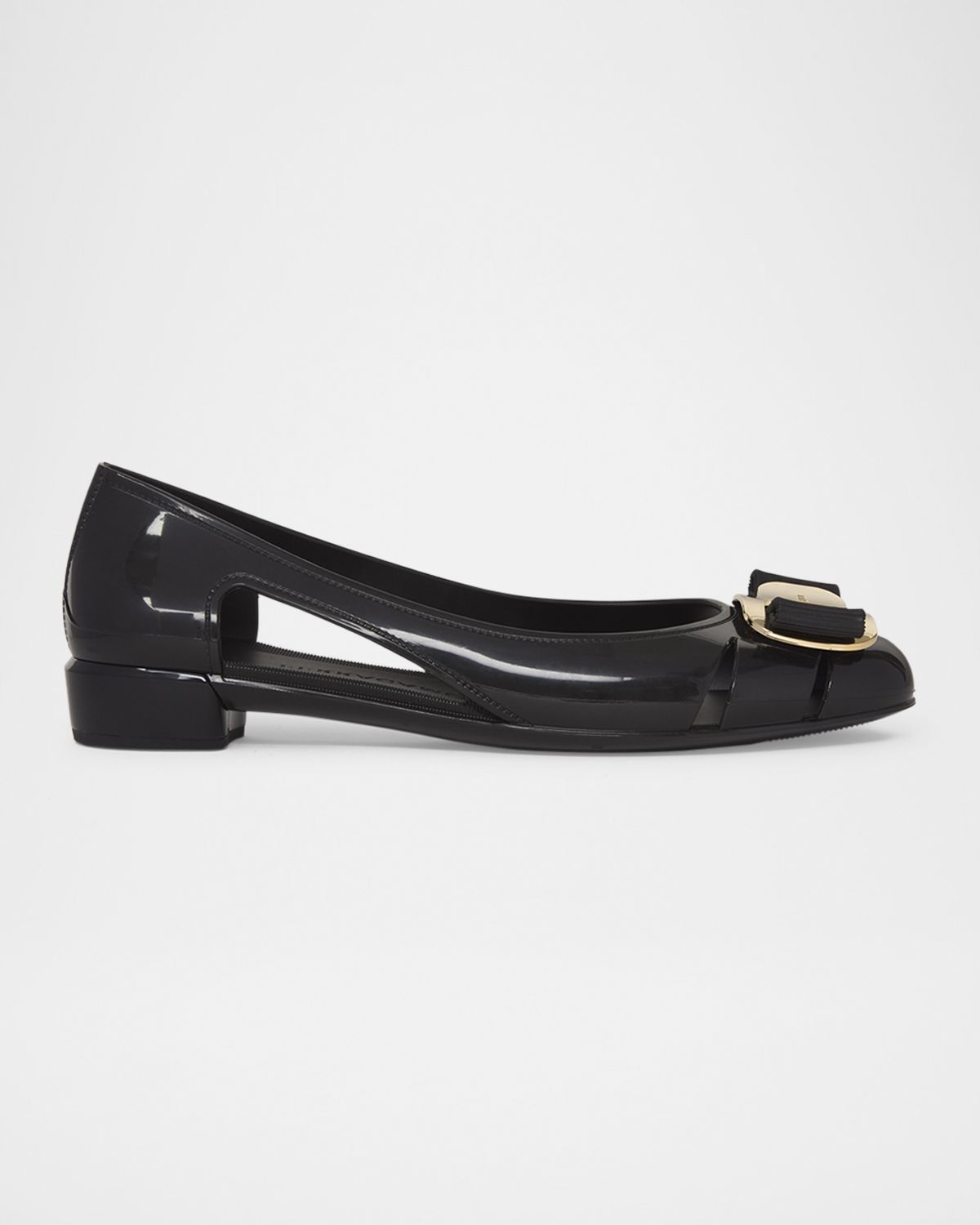 Ferragamo Nara Jelly Cutout Bow Ballerina Flats