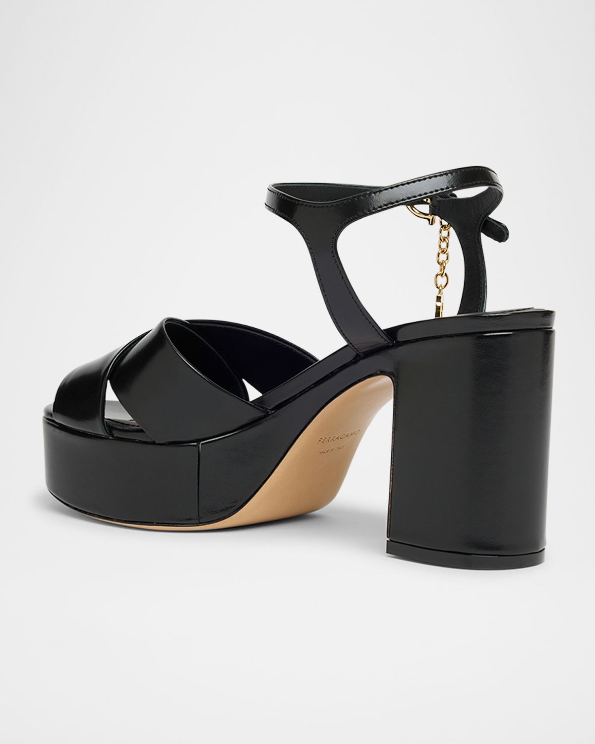 Ferragamo Savia Crisscross Gancini Charm Platform Sandals