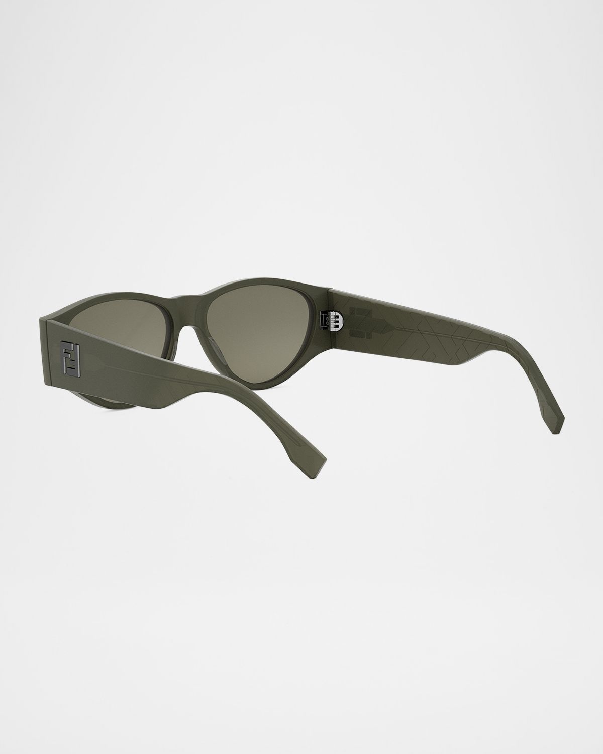 Fendi Men 's FF Squared Acetate Oval Sunglasses