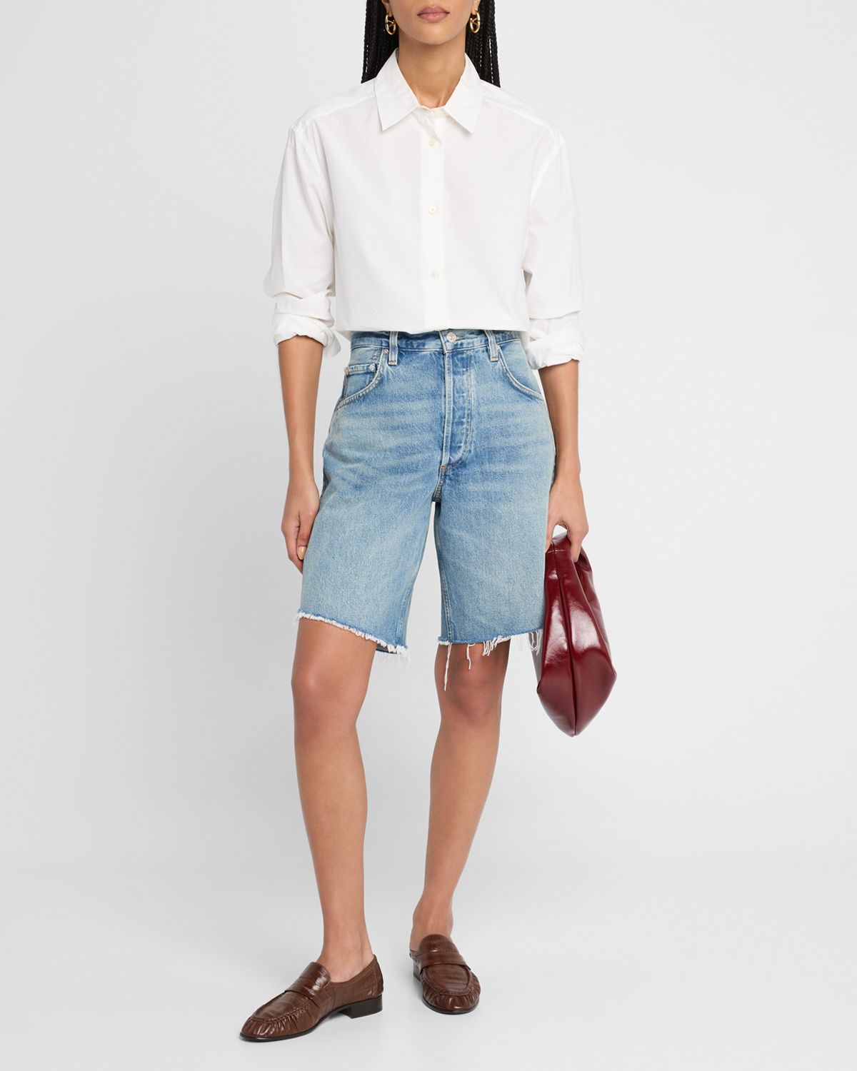 Citizens of Humanity Ayla Frayed Long Denim Shorts