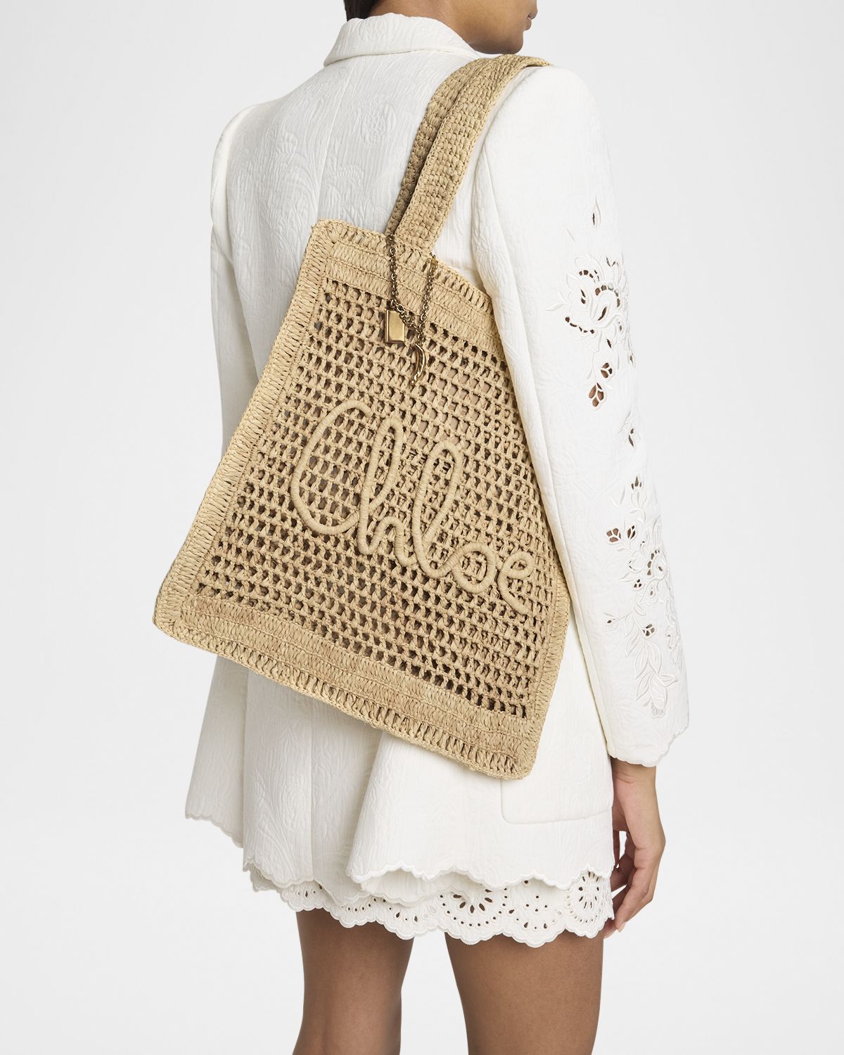 Chloe Summer Banana Tote Bag in Crochet Fabric