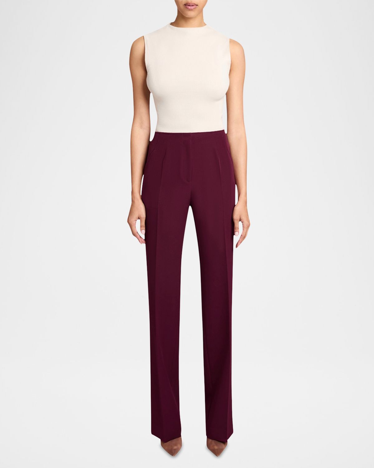 Santorelli Straight-Leg Pants with Slanted Pockets