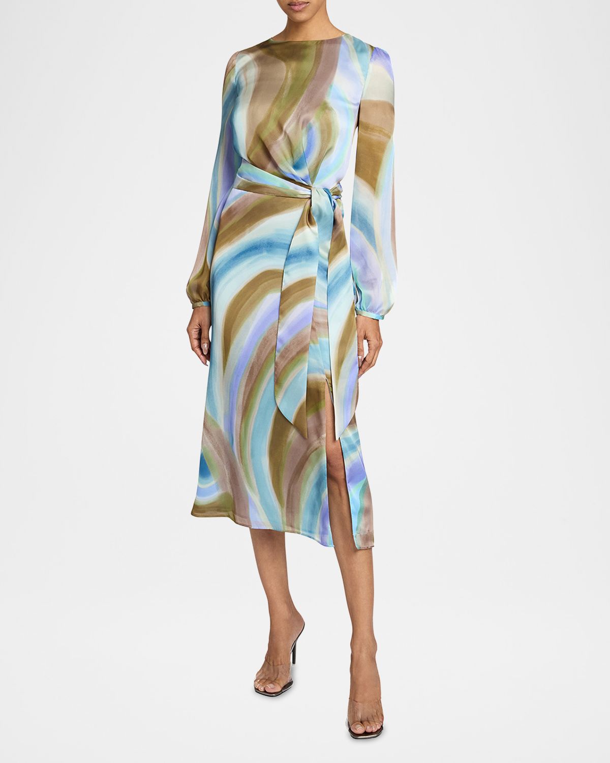 Santorelli Doria Abstract-Print Georgette Midi Dress | Thumbnail 2