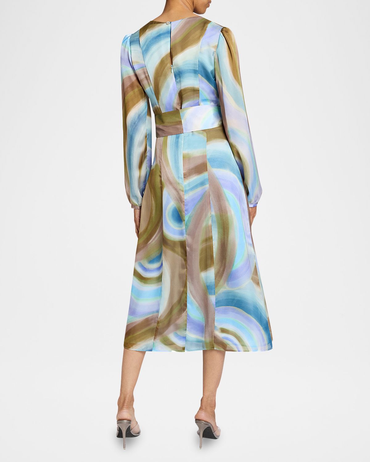 Santorelli Doria Abstract-Print Georgette Midi Dress | Thumbnail 3