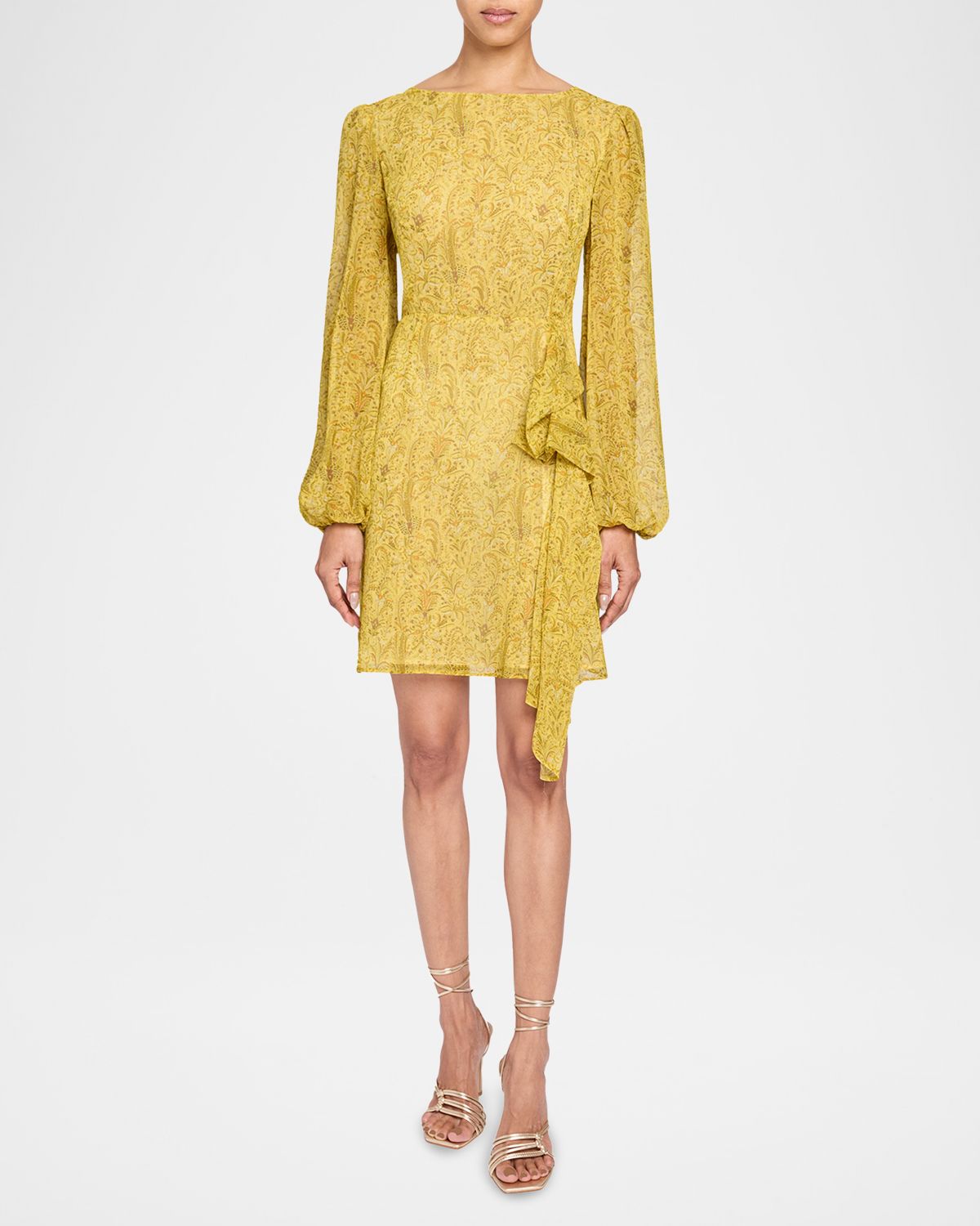 Santorelli Malia Floral-Print Draped Georgette Mini Dress