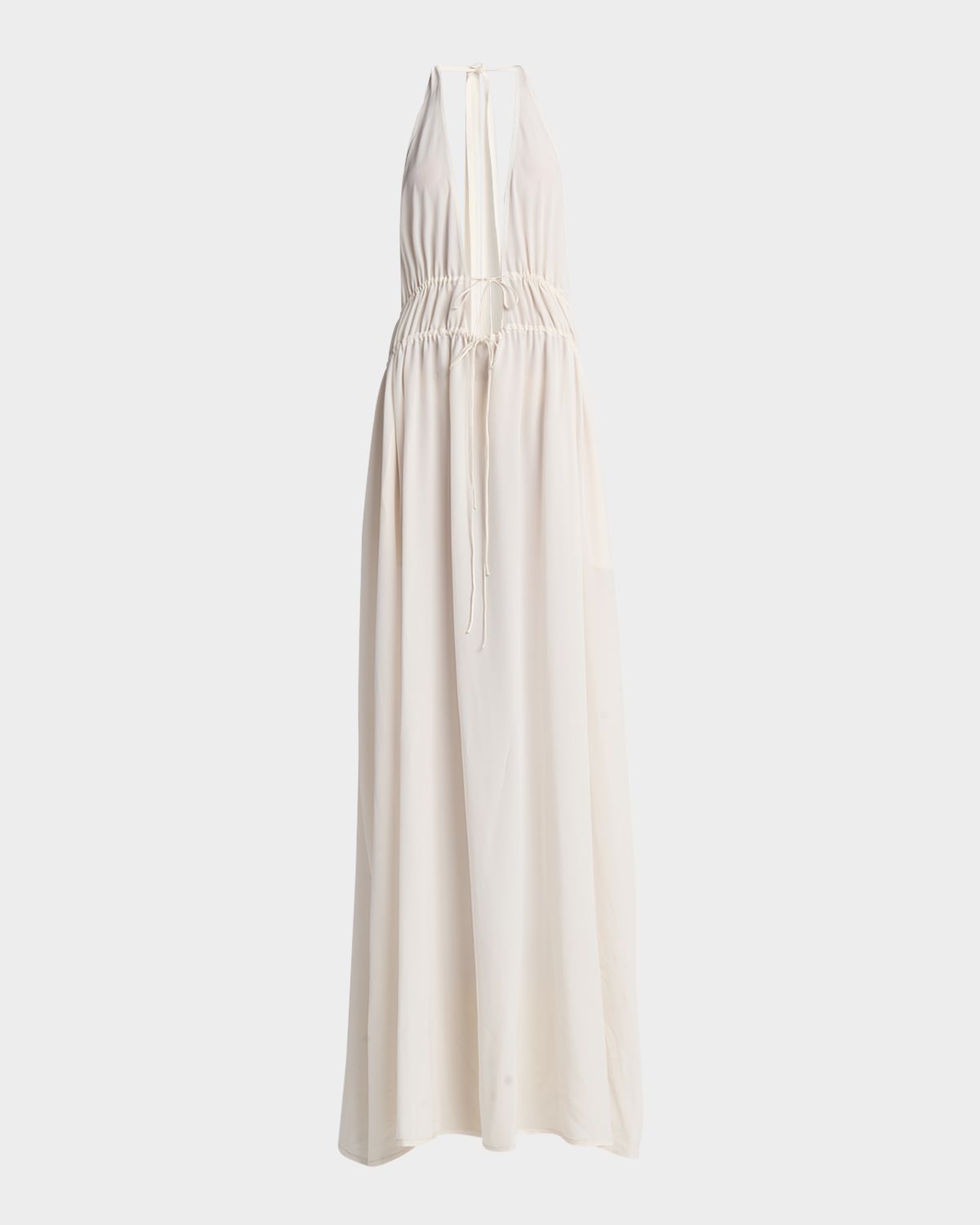 Stella McCartney Plunging Tie Halter Crepe De Chine Maxi Dress
