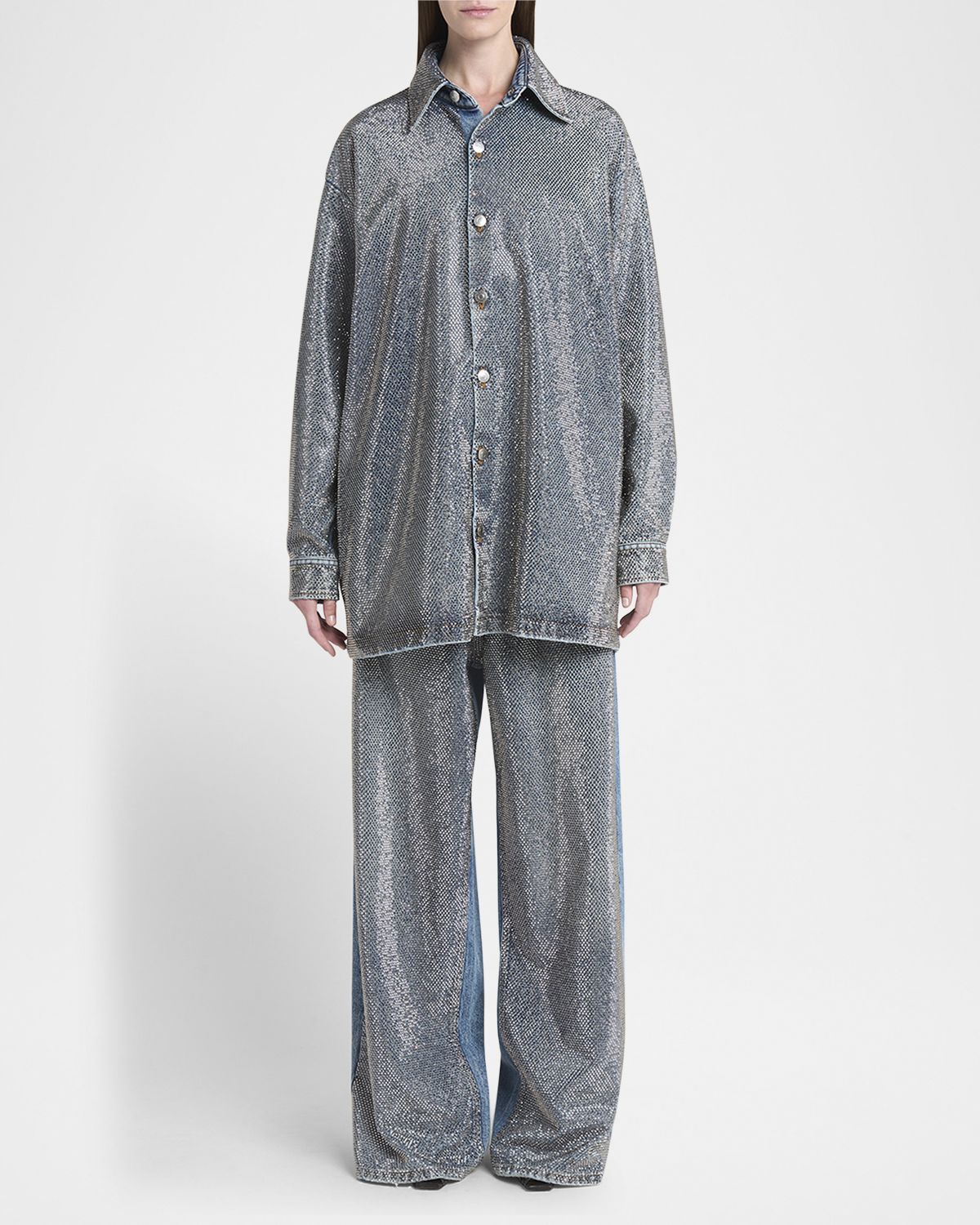 Stella McCartney Crystal Hotfix Denim Overshirt