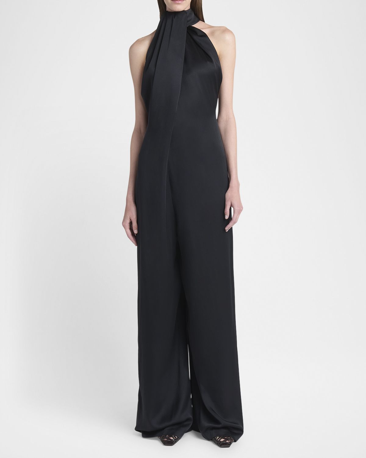 Stella McCartney Envers Draped Satin Halterneck Jumpsuit