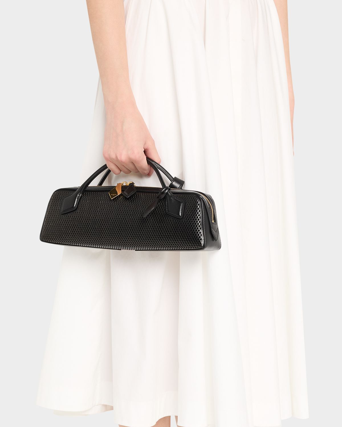 ALAIA Le Teckel Clutch Bag in Fishnet Leather