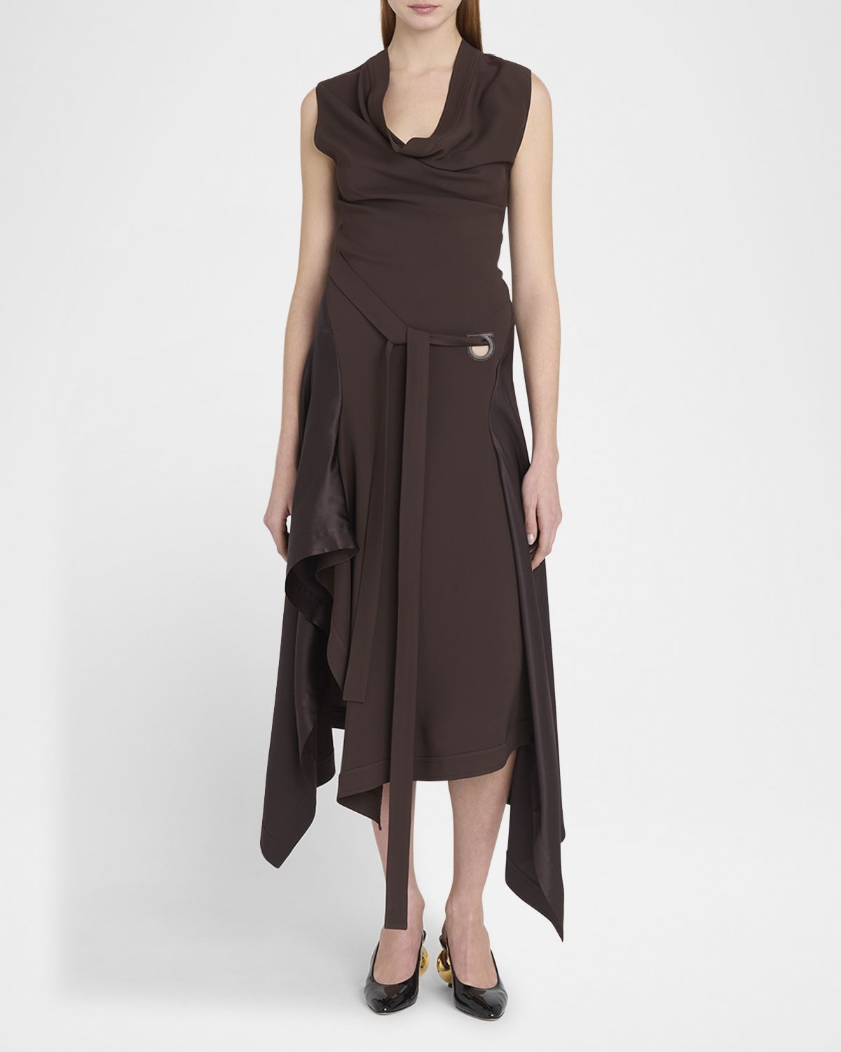 Ferragamo Handkerchief Hem Stretch Cady Dress