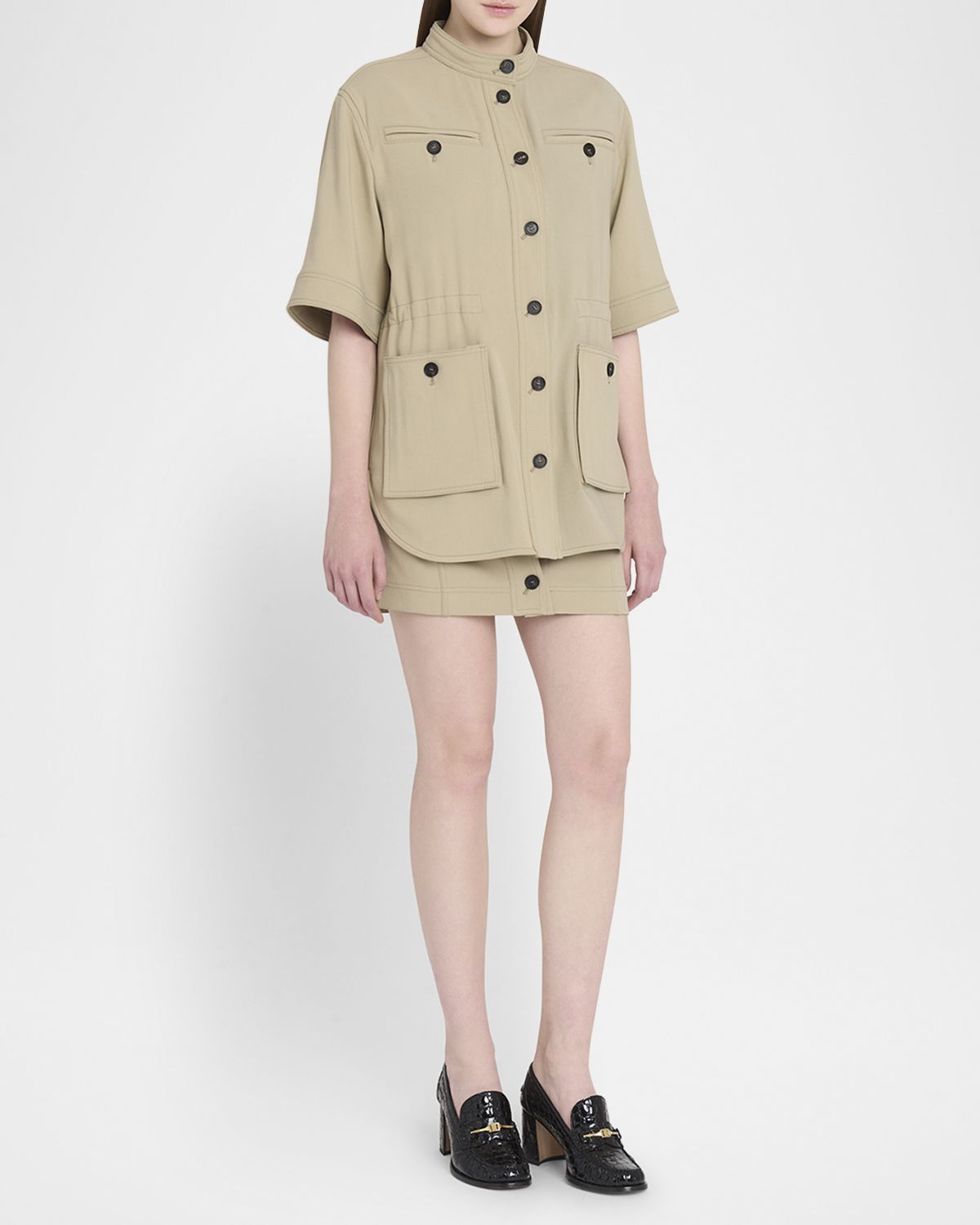 Ferragamo Short-Sleeve Crepe Cotton Jacket
