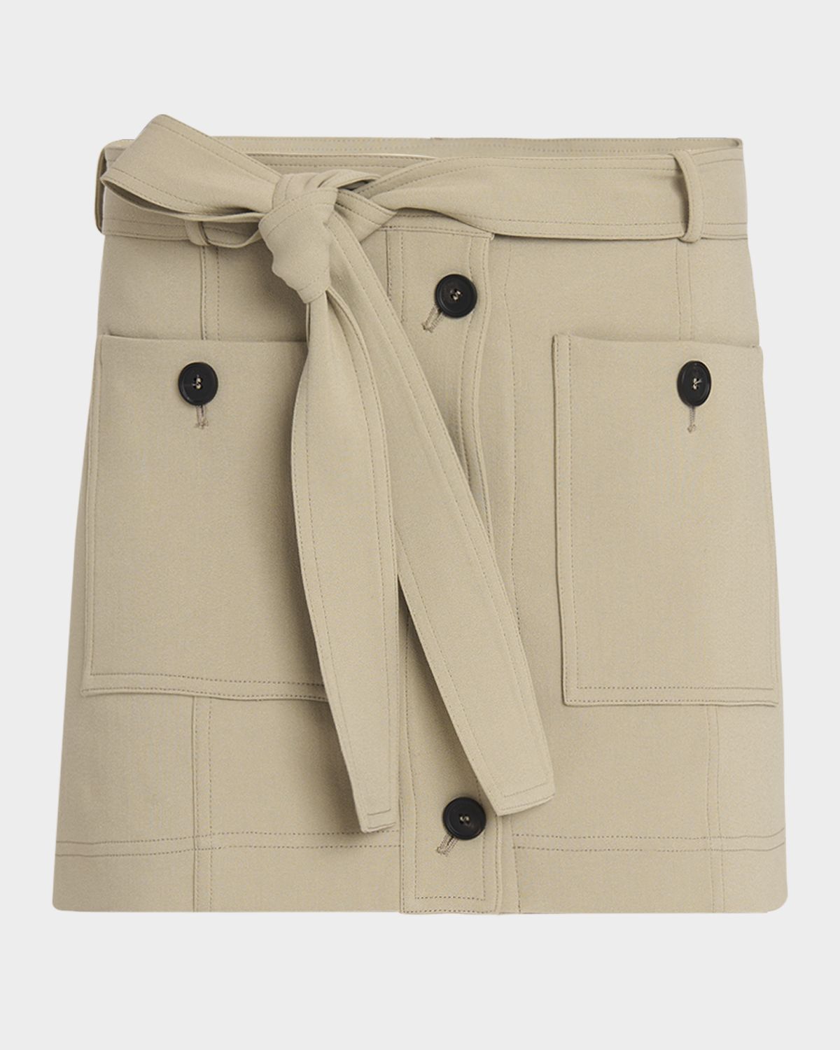 Ferragamo Belted Crepe Cotton Mini Skirt