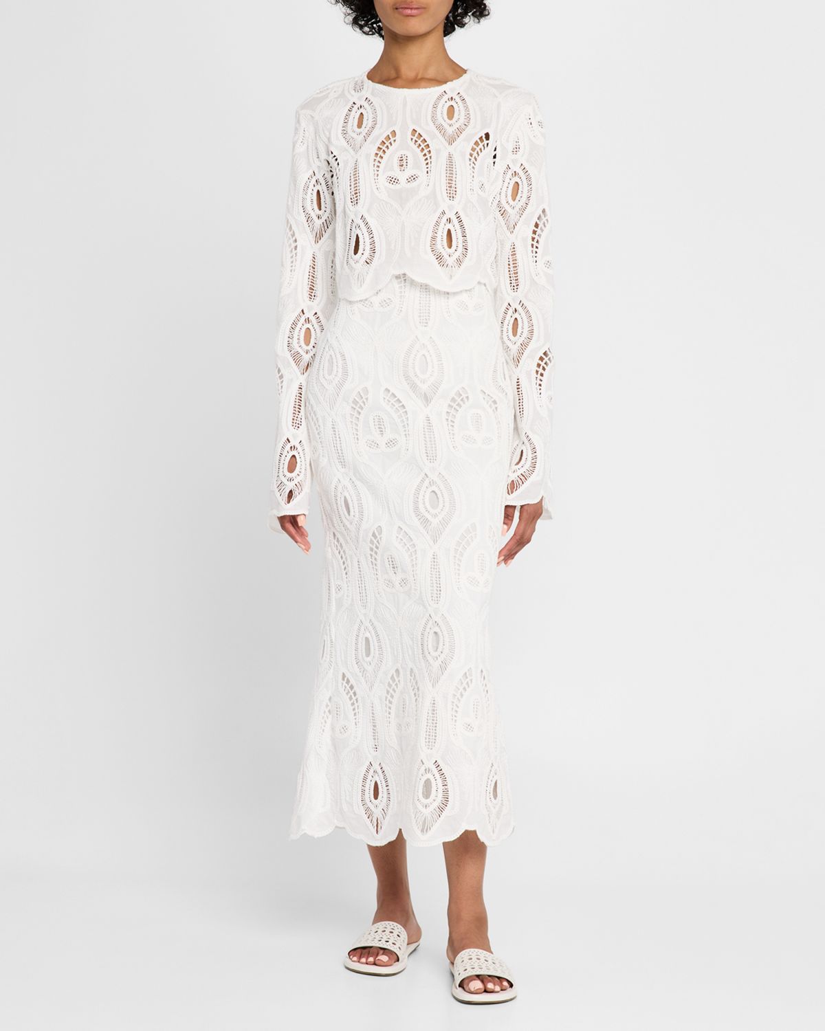 JBQ Karli Eyelet-Embroidered Crop Top