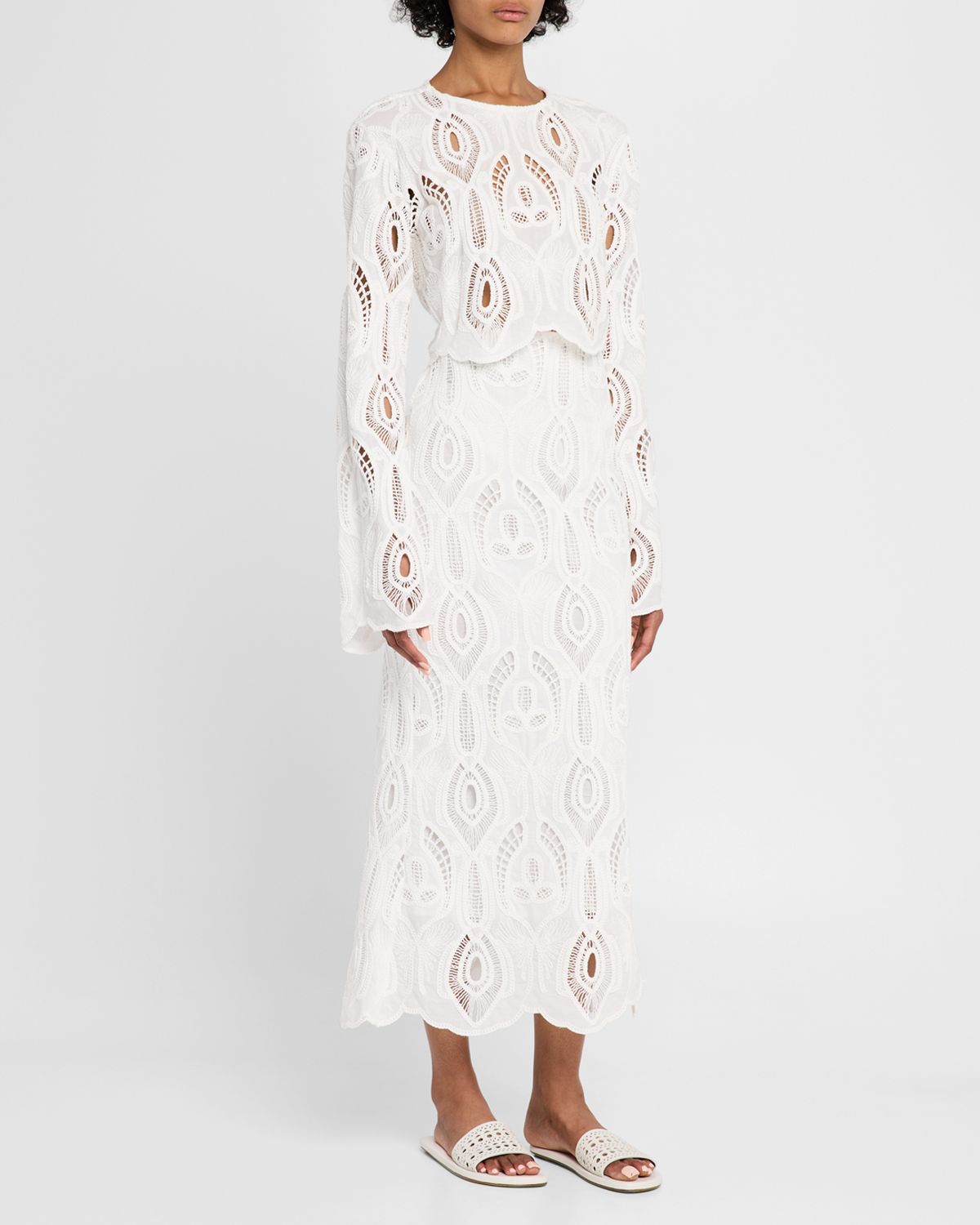 JBQ Kenzie Eyelet-Embroidered Maxi Skirt